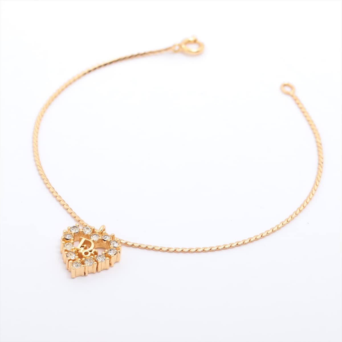 Christian Dior CD logo Bracelet GP×inestone Gold hearts