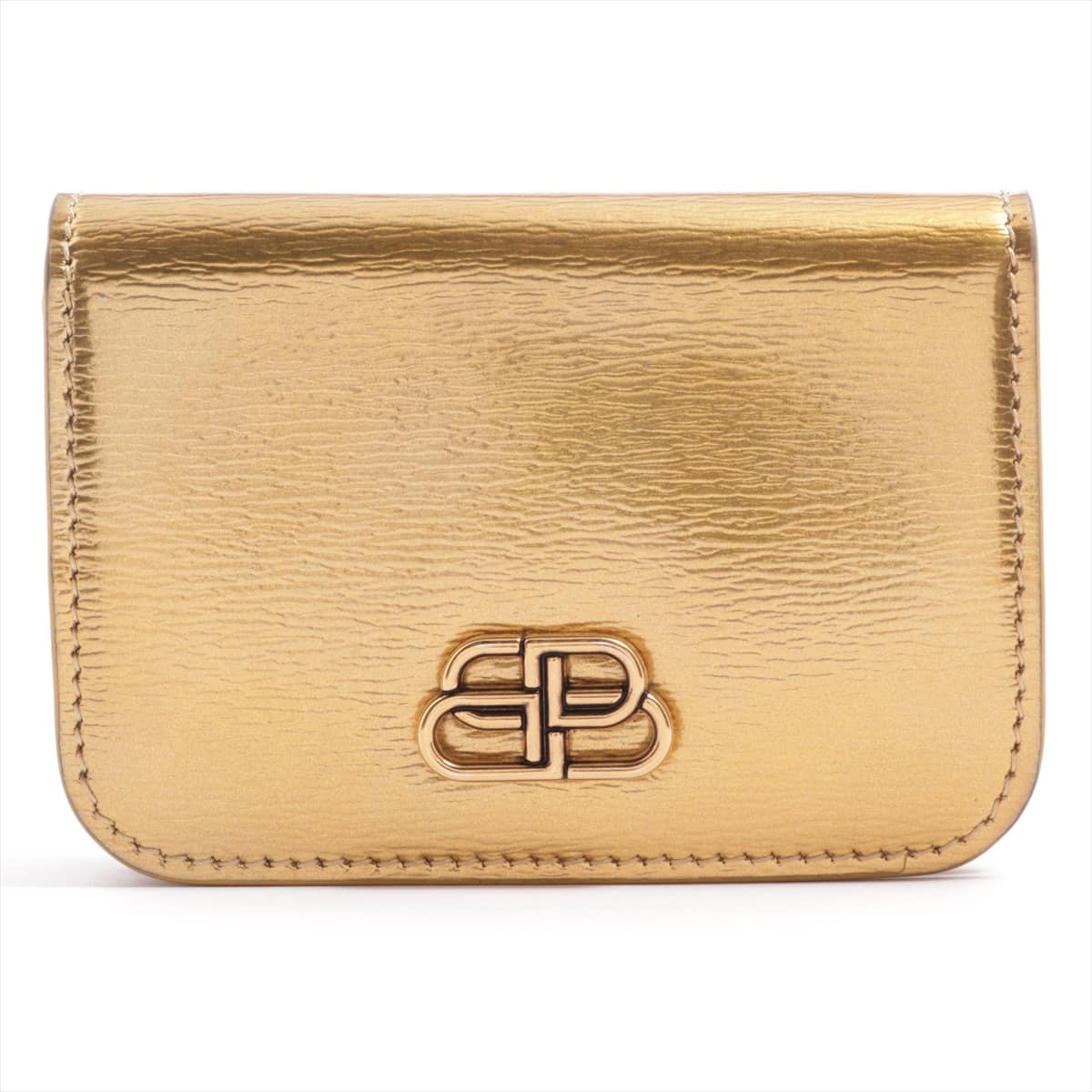Balenciaga 601387 Patent leather Compact Wallet Gold