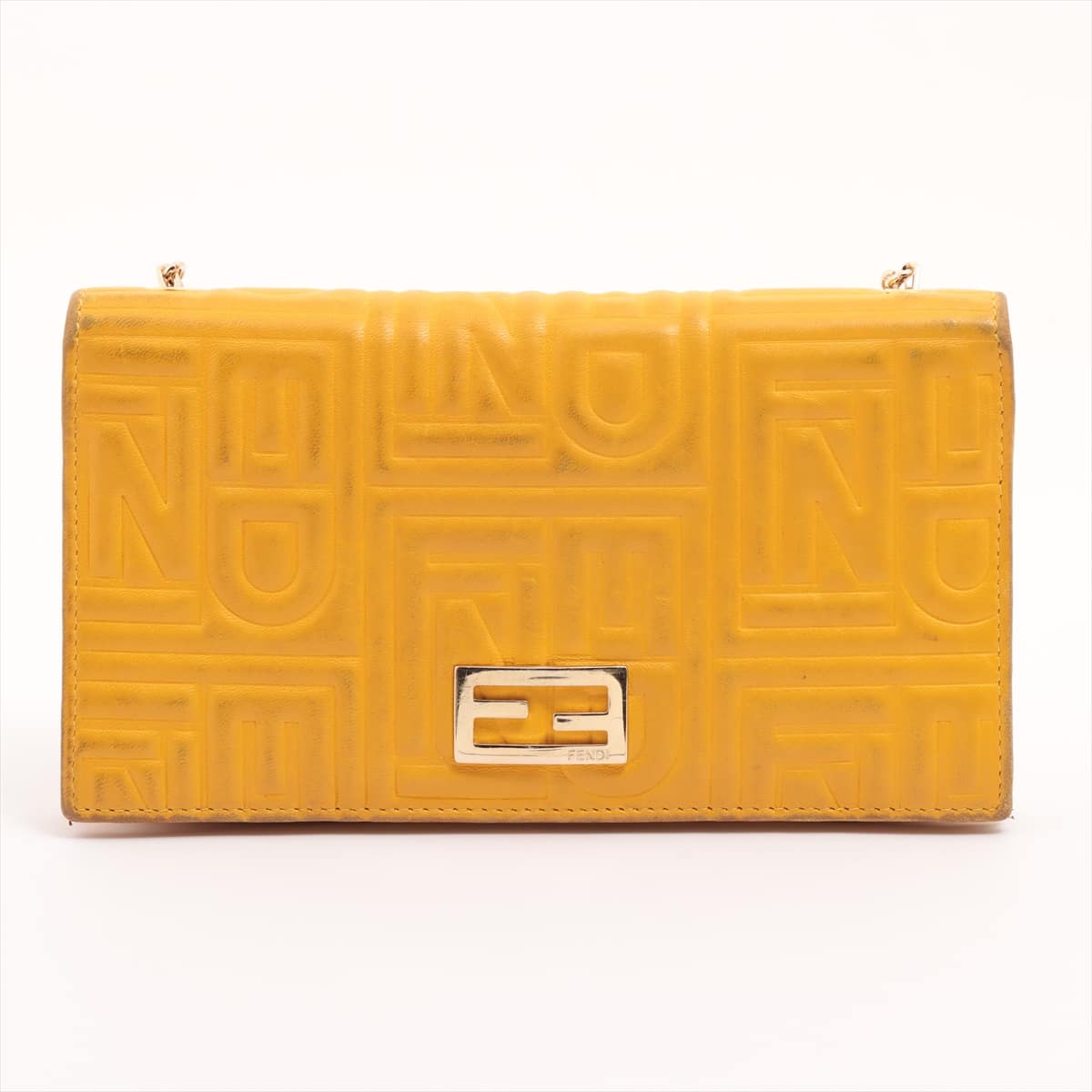Fendi Logo 8M0219 Leather Wallet chain Yellow
