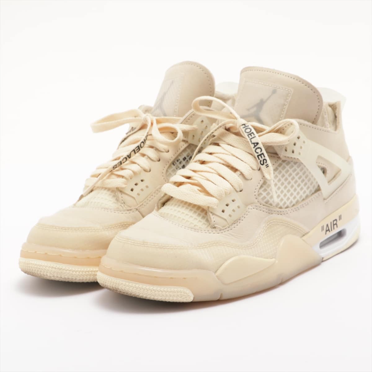 NIKE × OFF-WHITE AIR JORDAN 4 Leather Sneakers WMNS 26cm / MENS 25.5cm Unisex Ivory CV9388-100 Comes with a replacement string