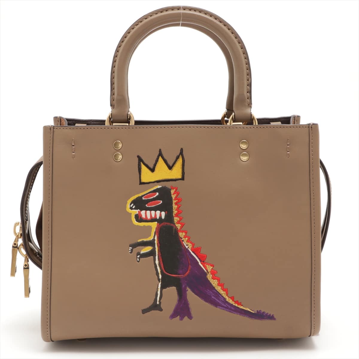 COACH Leather 3-way shoulder bag Beige Basquiat collaboration