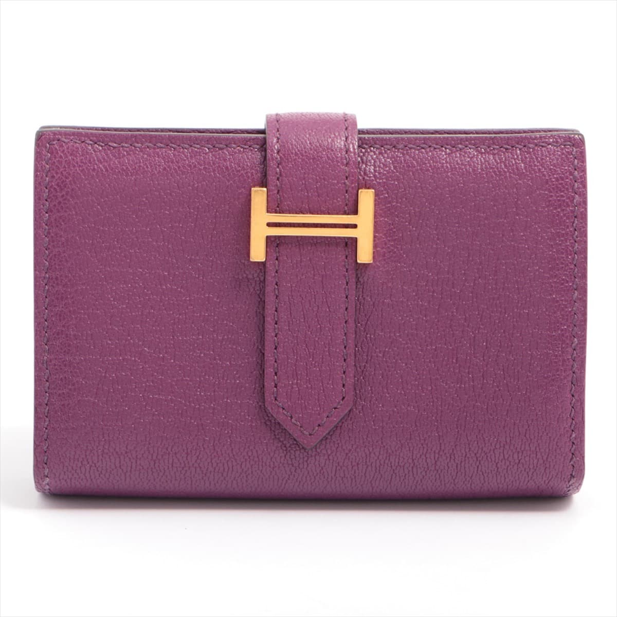 Hermès Bearn Mini Chevre myzore Card Case Purple Gold Metal fittings Y: 2020