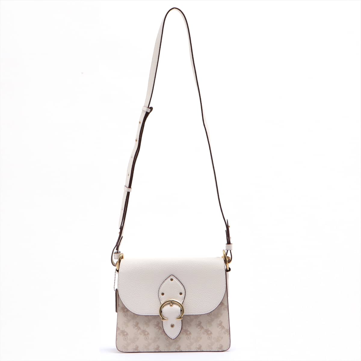 COACH Horse carriage beets PVC & leather 3-way shoulder bag White
