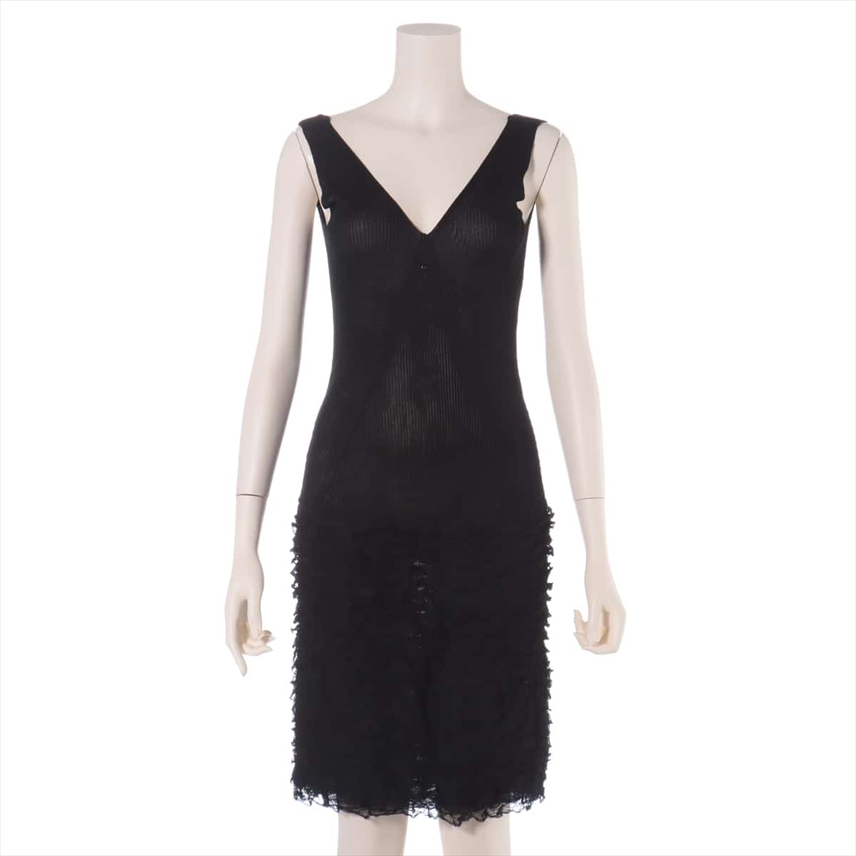 Chanel 01P Rayon Sleeveless dress 36 Ladies' Black  Coco Mark