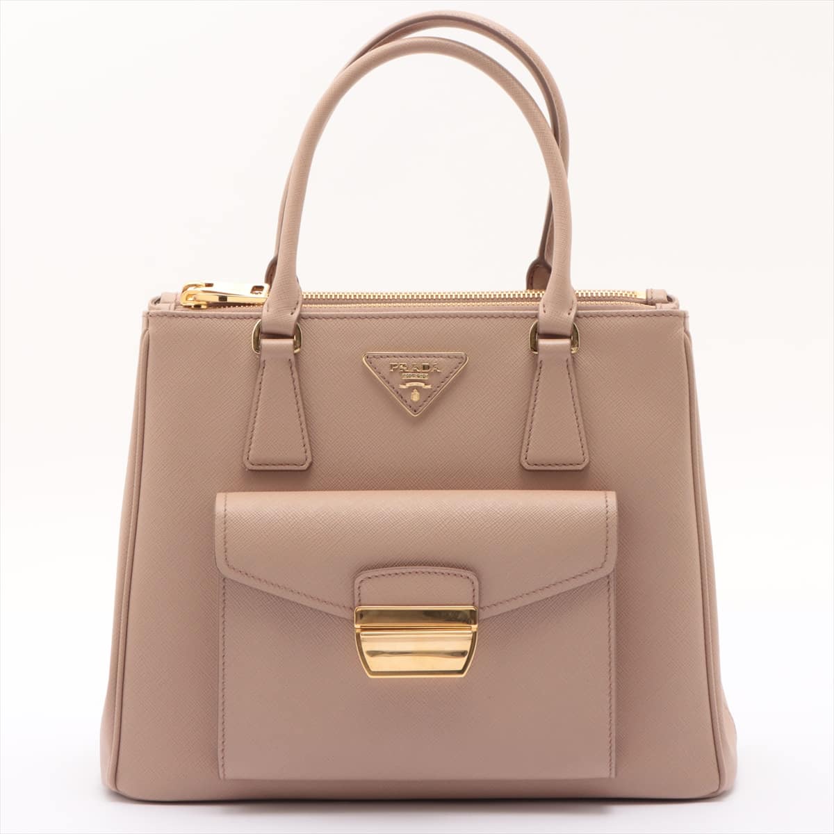 Prada Saffiano Lux Leather 2way handbag Beige 1BA256