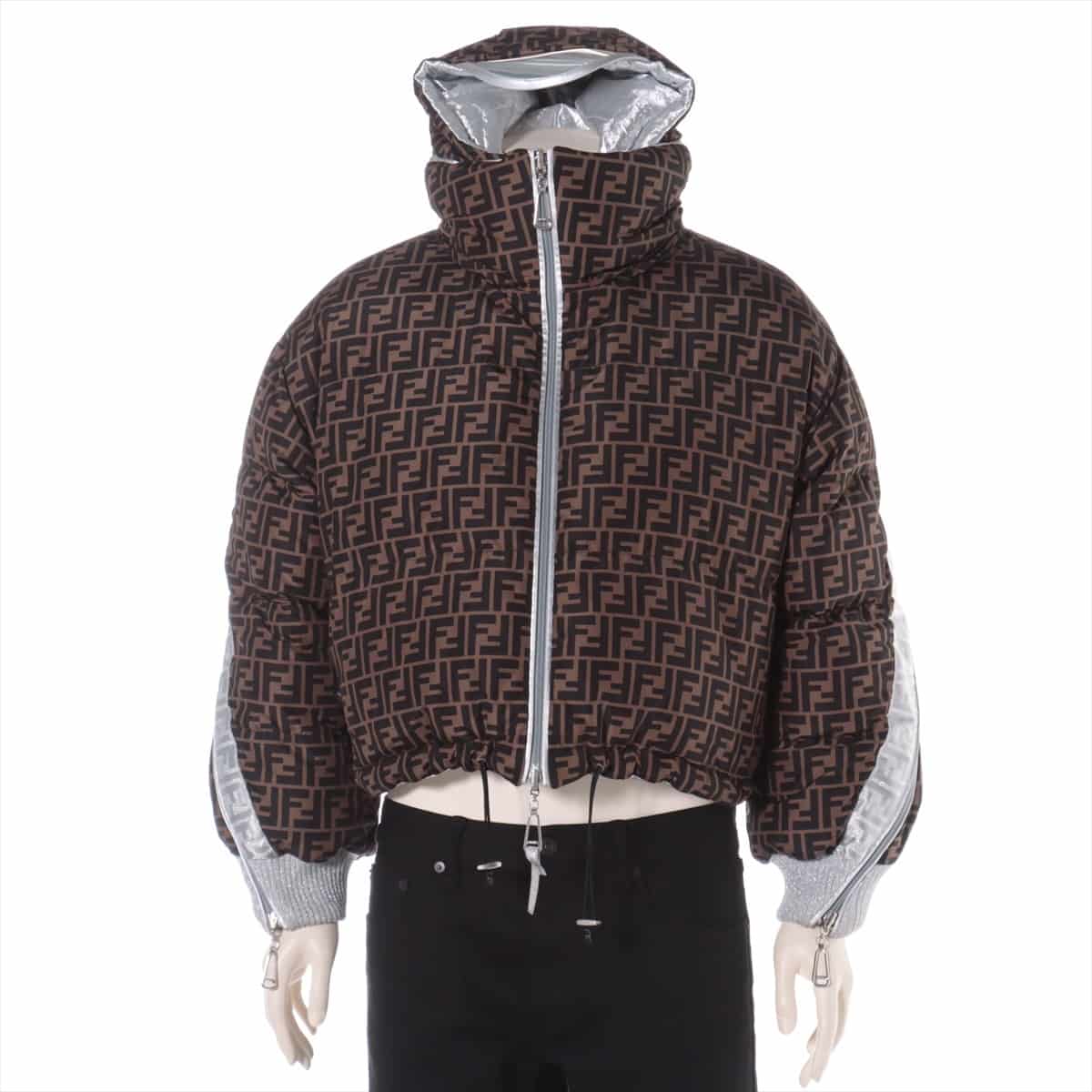 Fendi ZUCCa 19-year Metallized x polyester Down jacket S Men's Black × Brown  Reversible