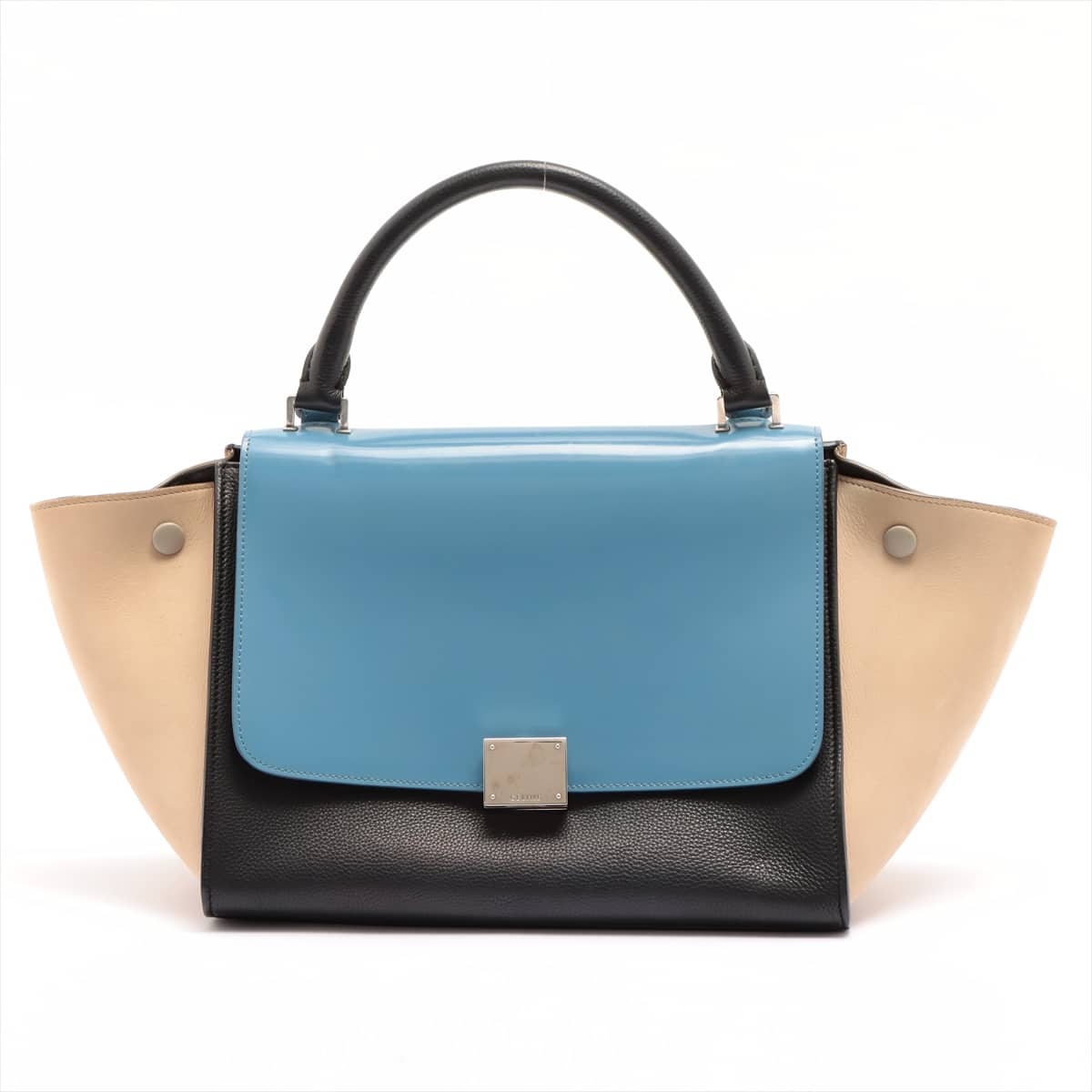 CELINE Trapeze Leather & patent 2way handbag Blue