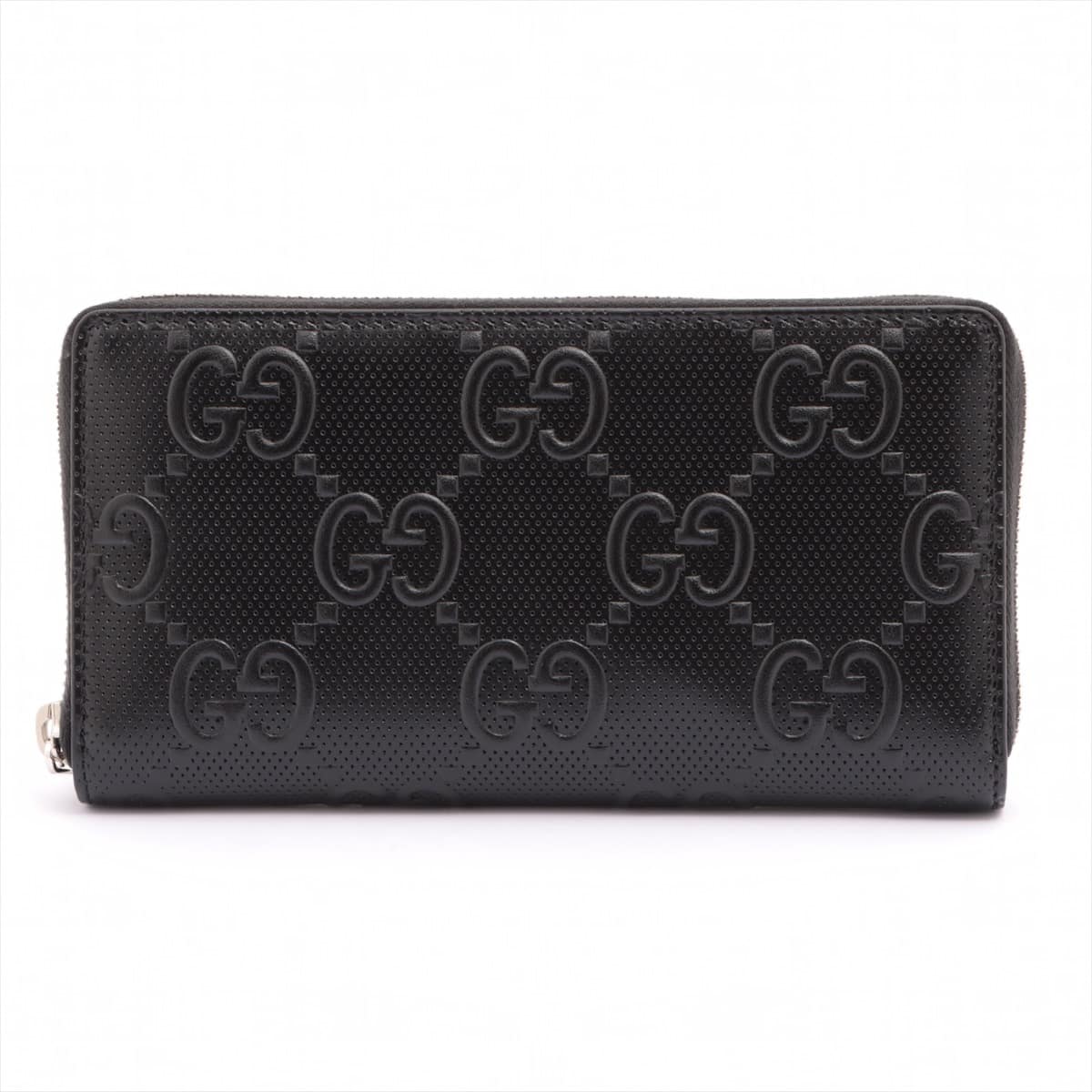 Gucci GG embossed 625558 Leather Round-Zip-Wallet Black