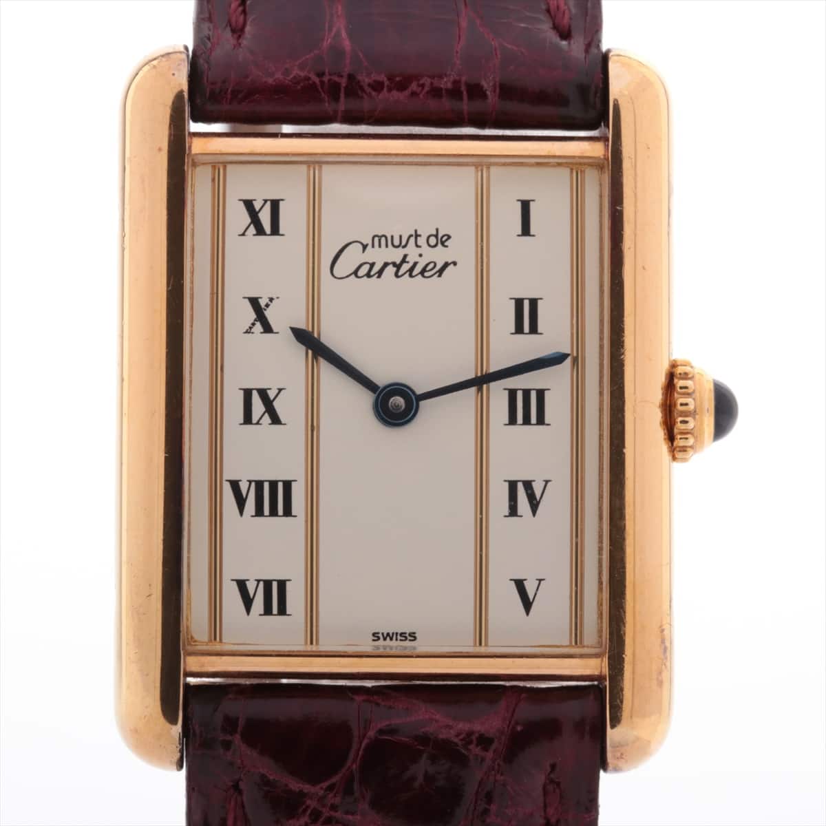 Cartier Must Tank Vermeil 925 x Non original leather belt QZ White-Face