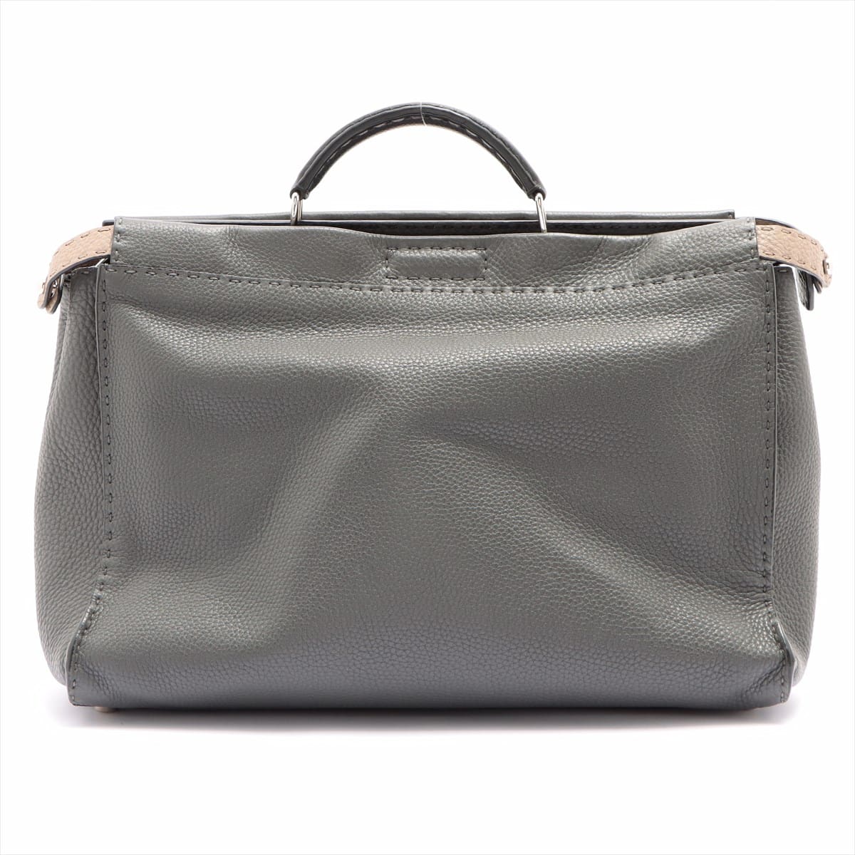 Fendi Selleria Peekaboo fit Leather Hand bag Grey 7VA388