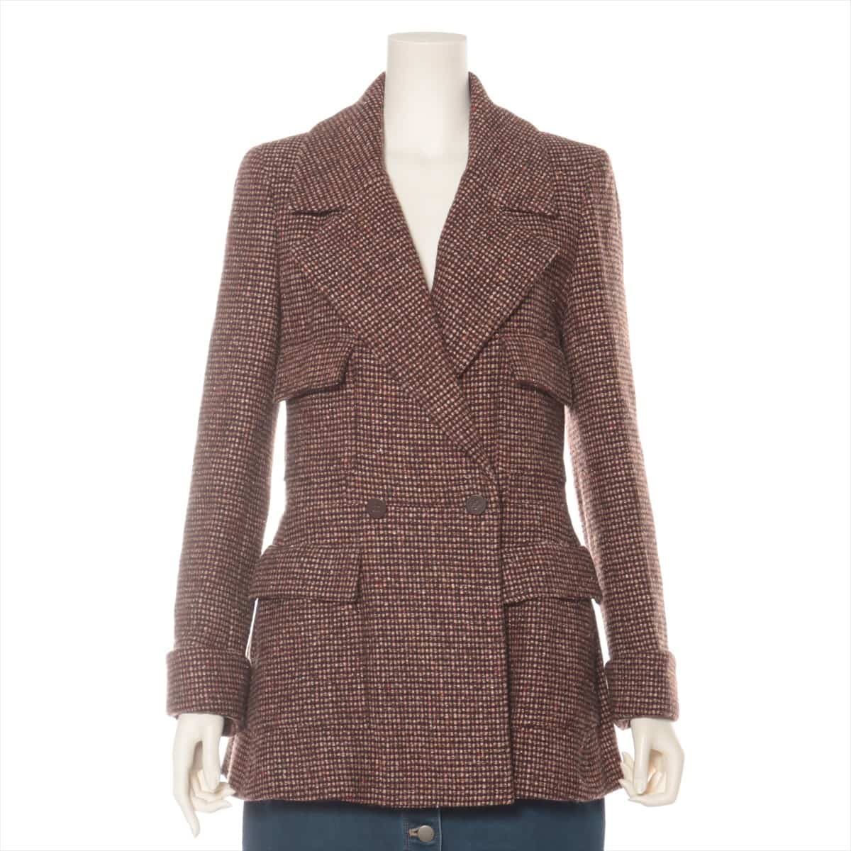 Chanel 01A Tweed coats 38 Ladies' Brown  Coco Button Lined camellia