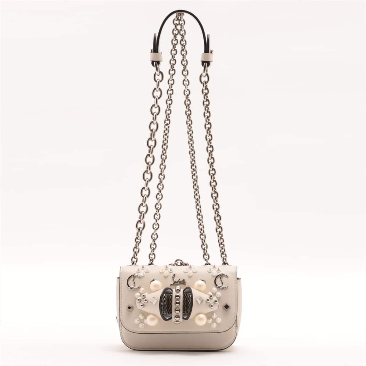 Christian Louboutin Sweet Charity Studs Leather Chain shoulder bag White
