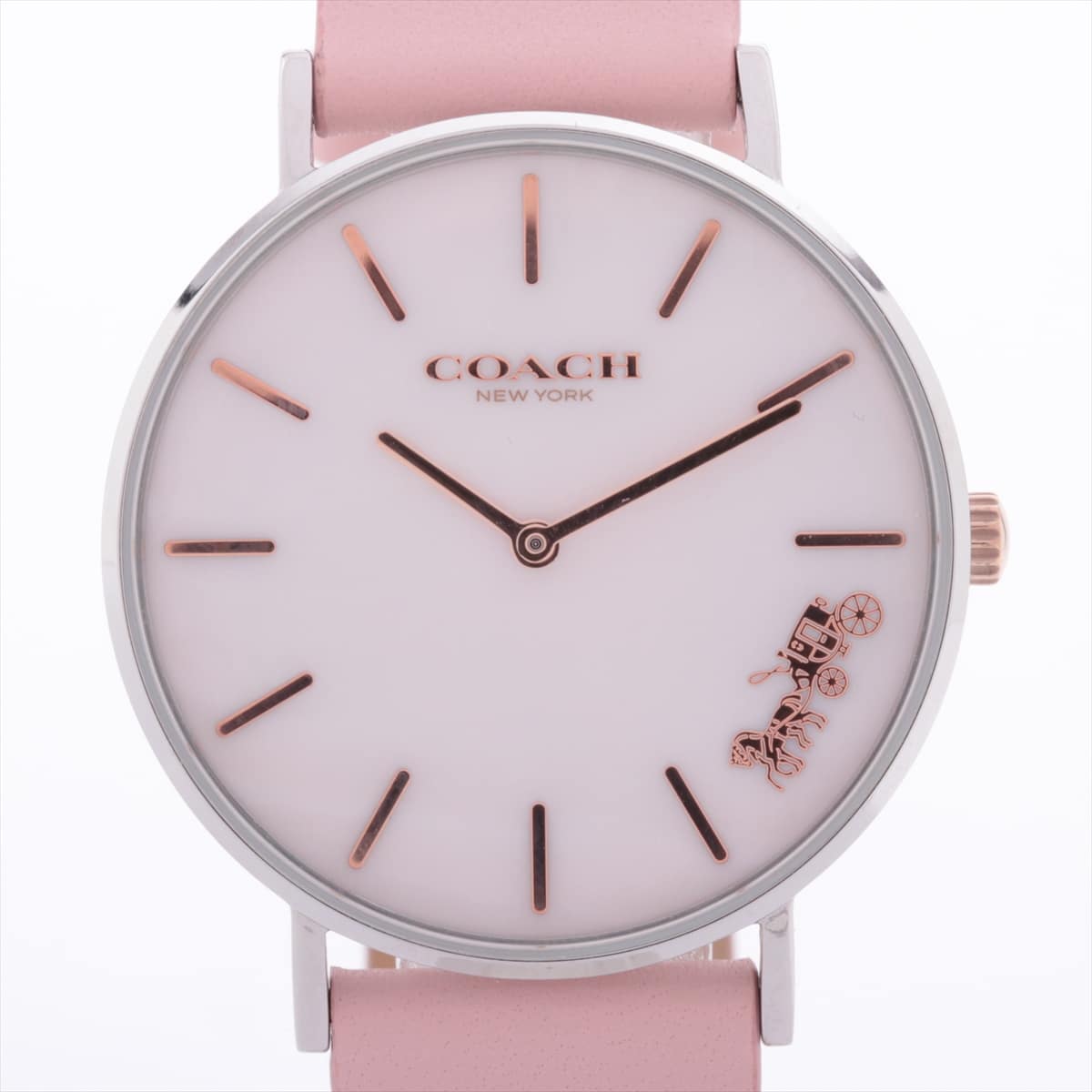 COACH CA.120.7.14.1597 SS & Leather QZ Shell-Face
