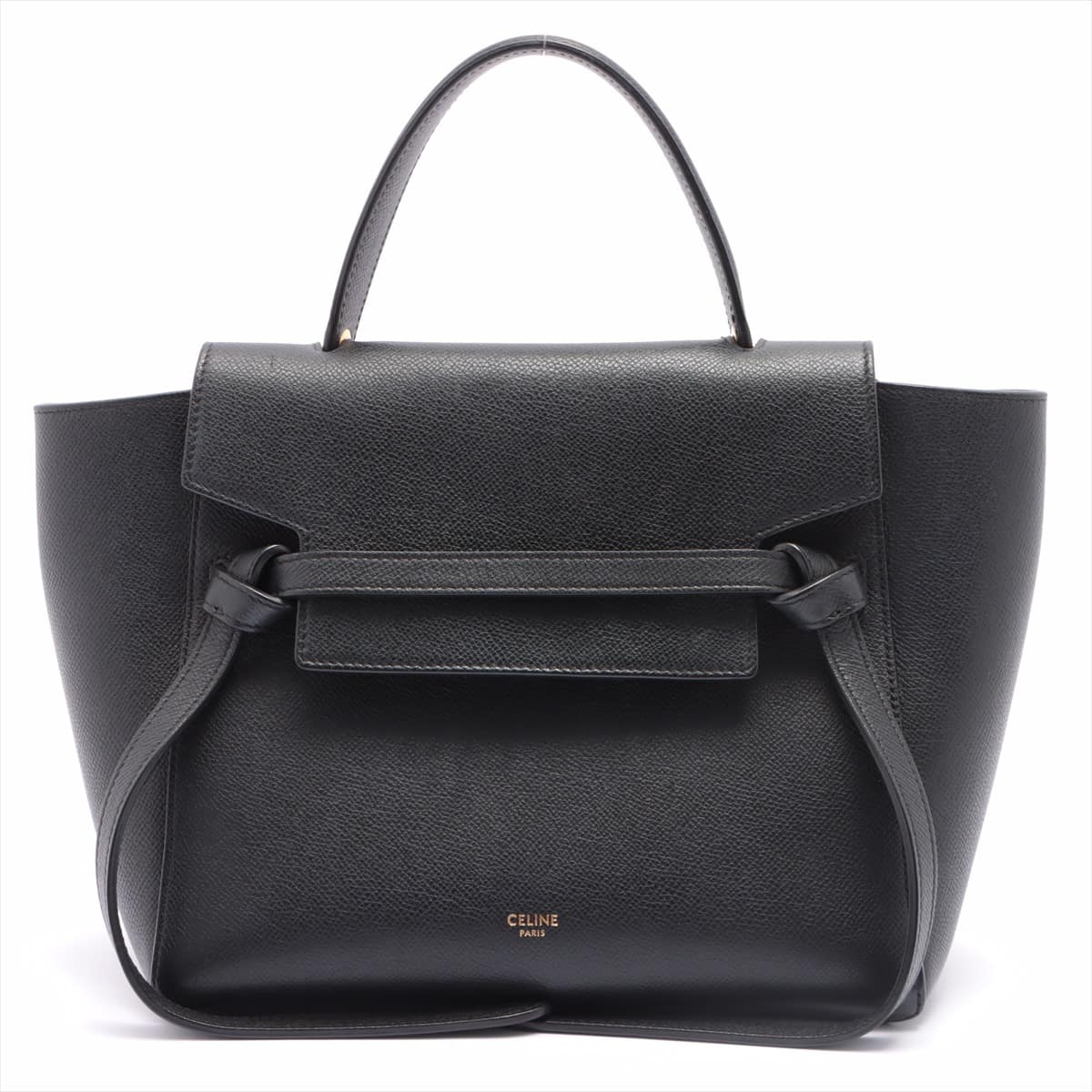 CELINE Belt Bag Micro Leather 2way handbag Black