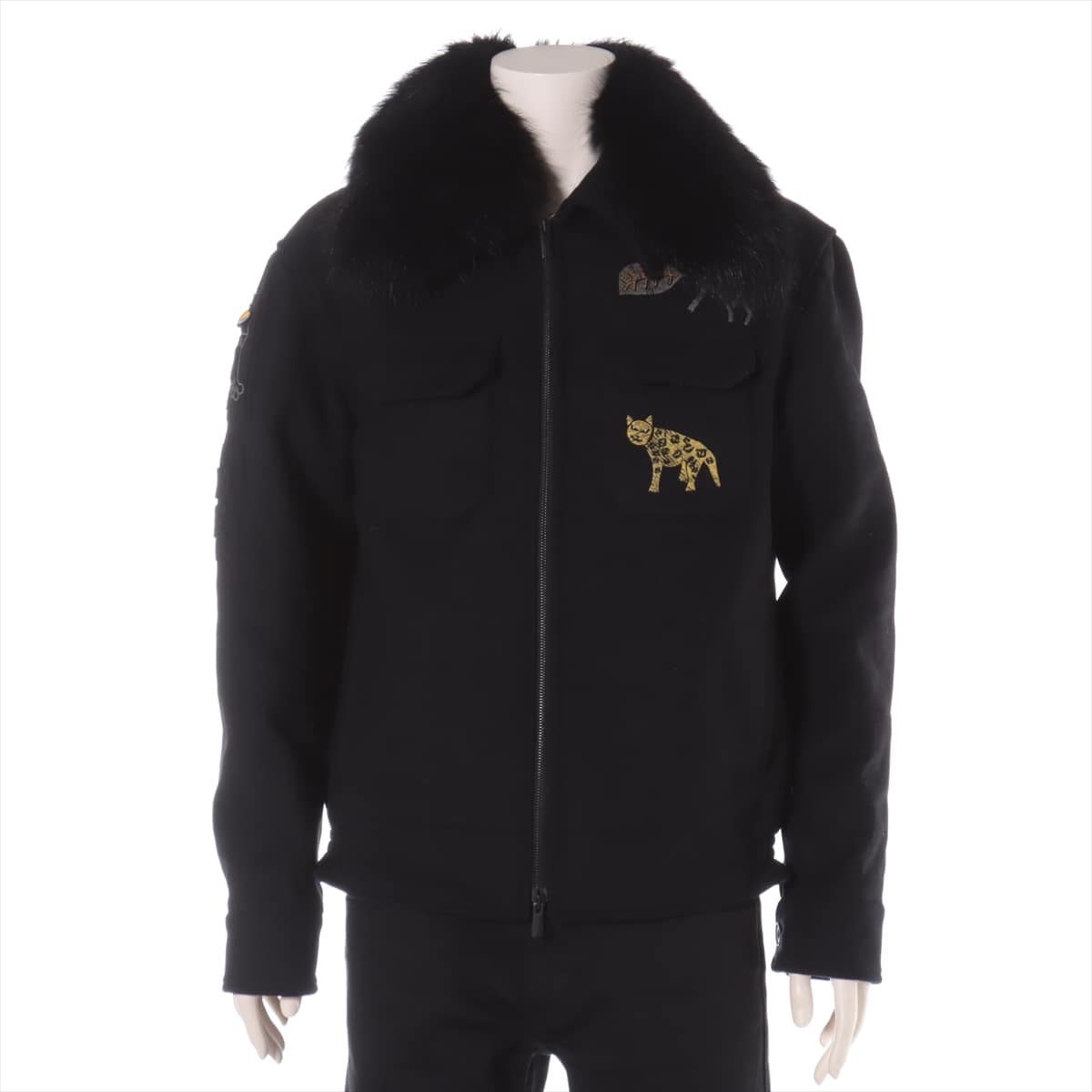 Fendi 17 years Wool & Nylon Jacket 50 Men's Black  Raccoon fur