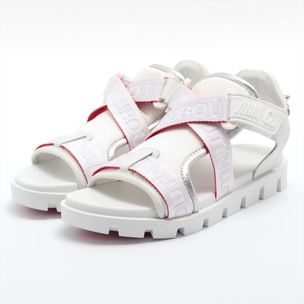 Christian Louboutin Leather Sandals 37 Ladies' White Logo Studs