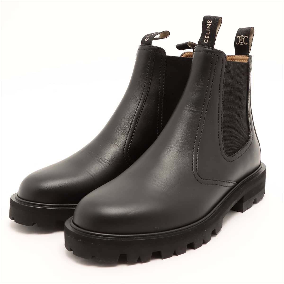 CELINE Triomphe Leather Side Gore Boots 39.5 Men's Black Margaret chelsea boots