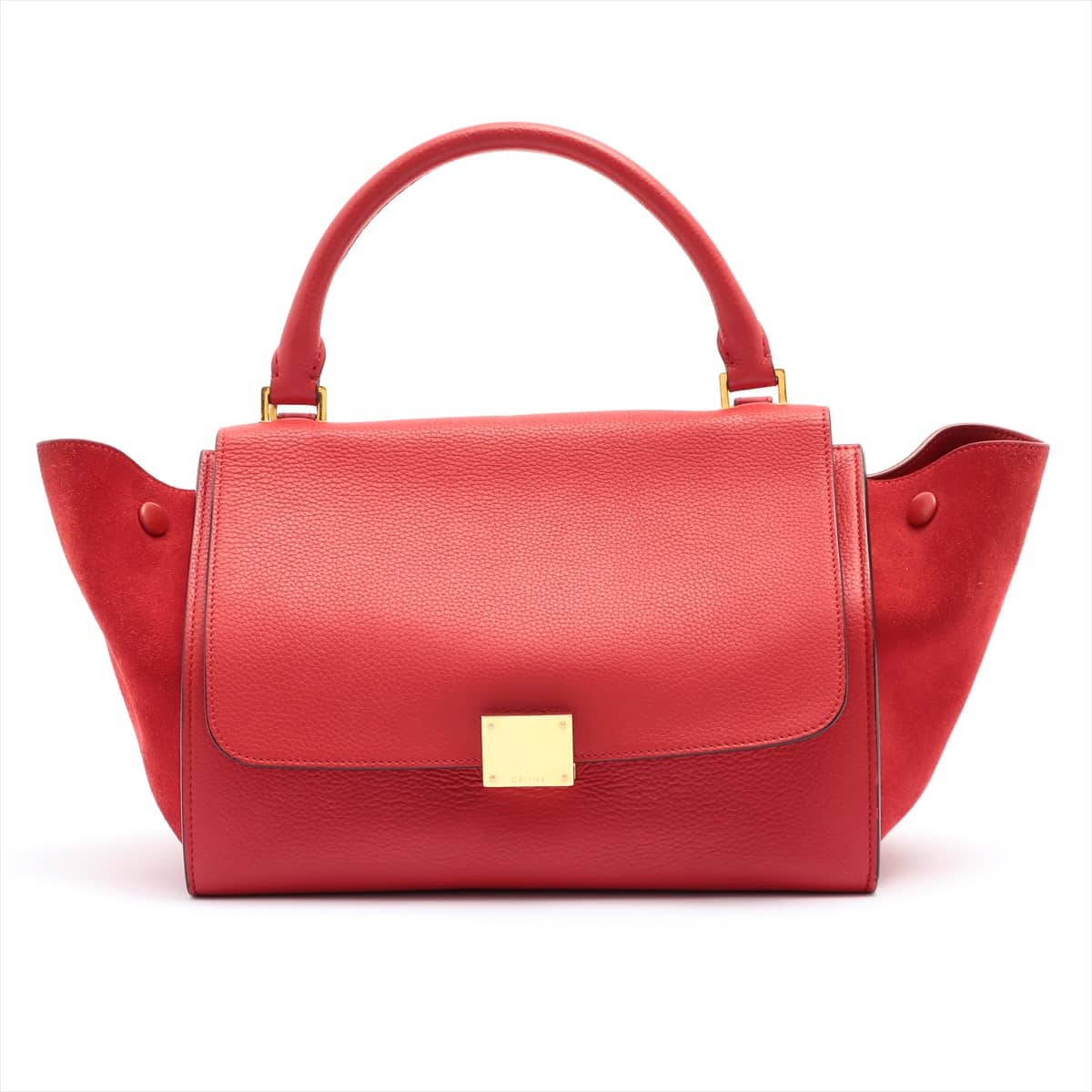 CELINE Trapeze Leather & Suede 2way handbag Red