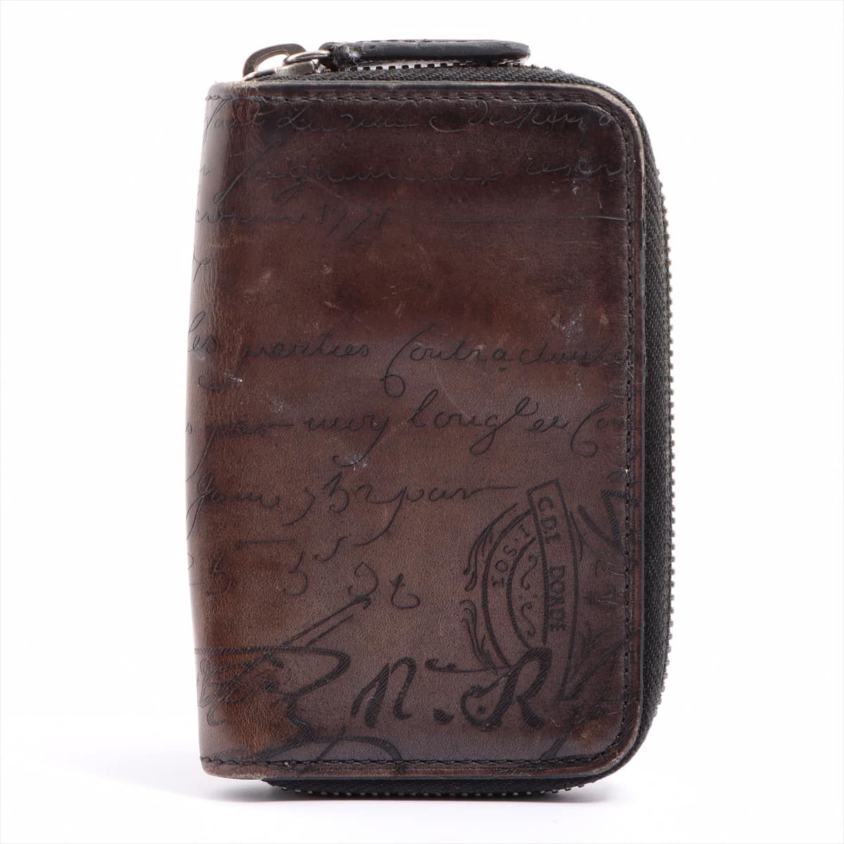 Berluti Calligraphy Leather Key Case Brown