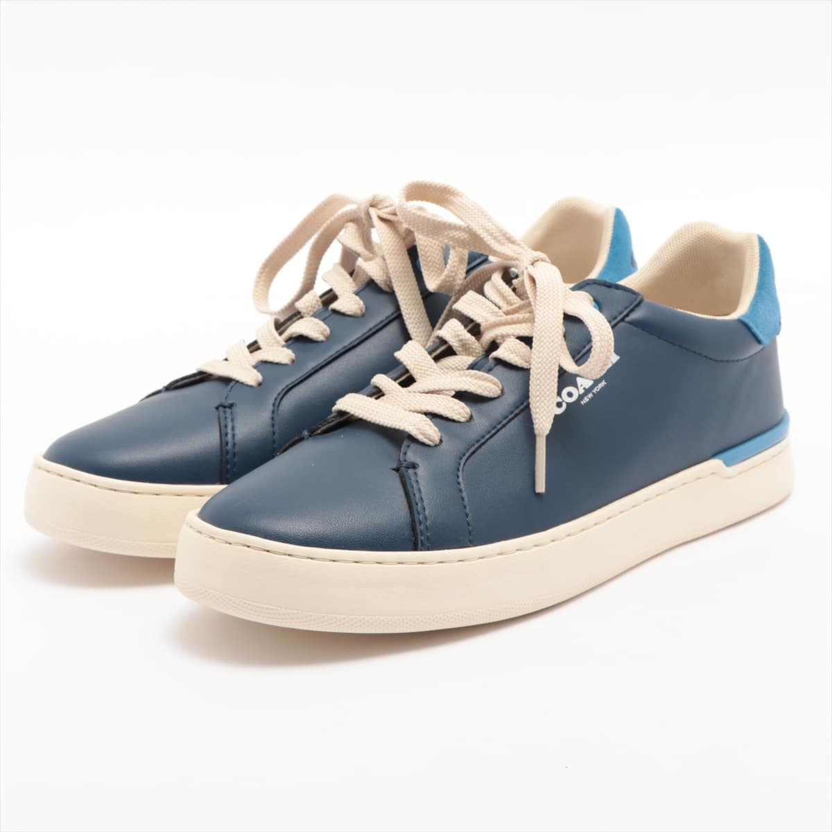 COACH Leather Sneakers 41 Men's Navy blue