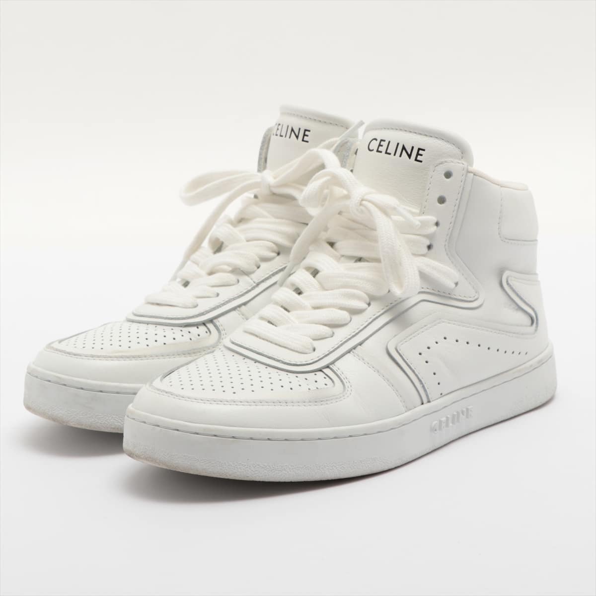 CELINE Eddie period Leather High-top Sneakers 36 Ladies' White Z CT-01