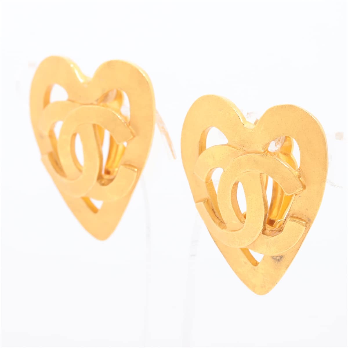 Chanel Coco Mark 95P Earrings (for both ears) GP Gold hearts