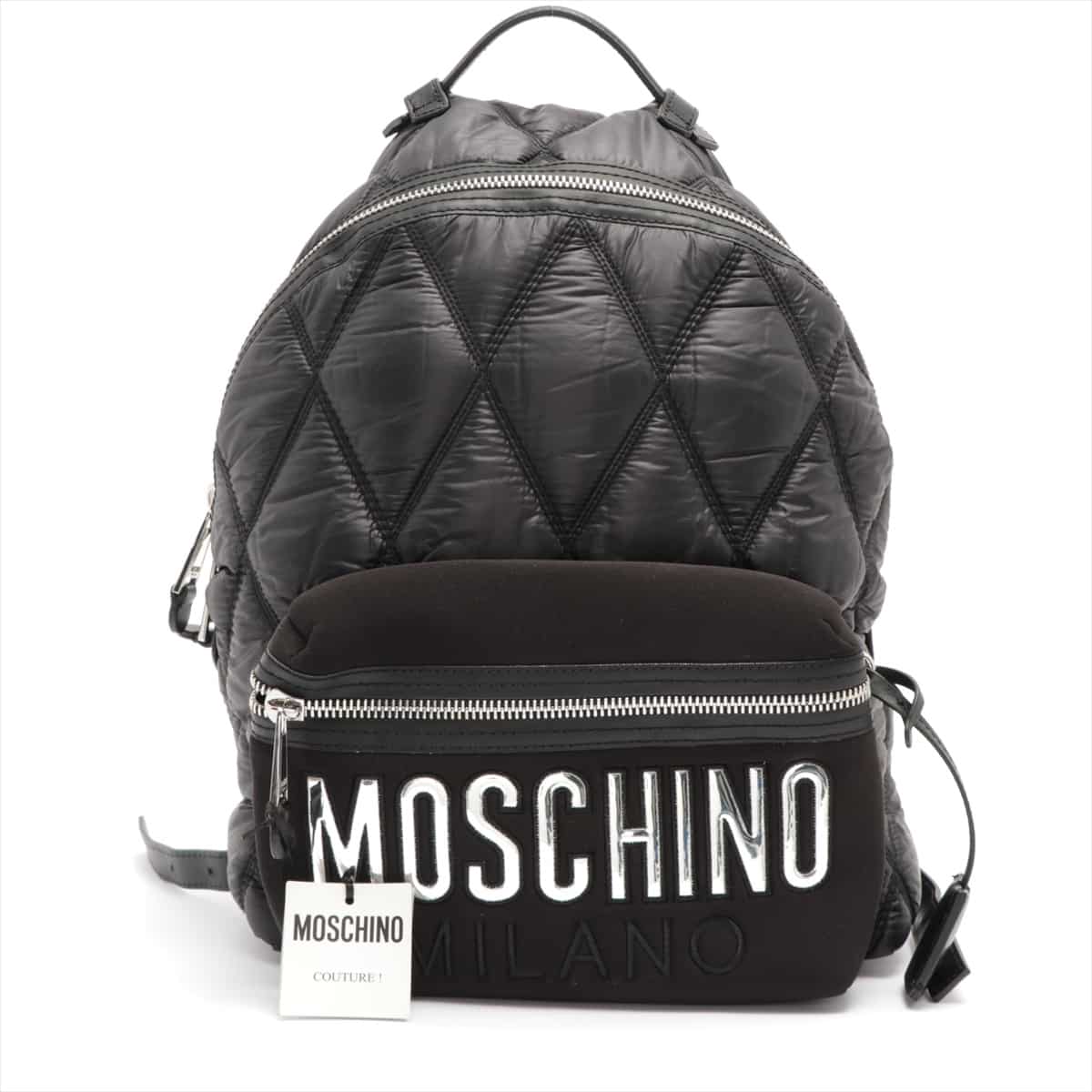Moschino quilting Nylon & Leather Backpack Black B7604 8207