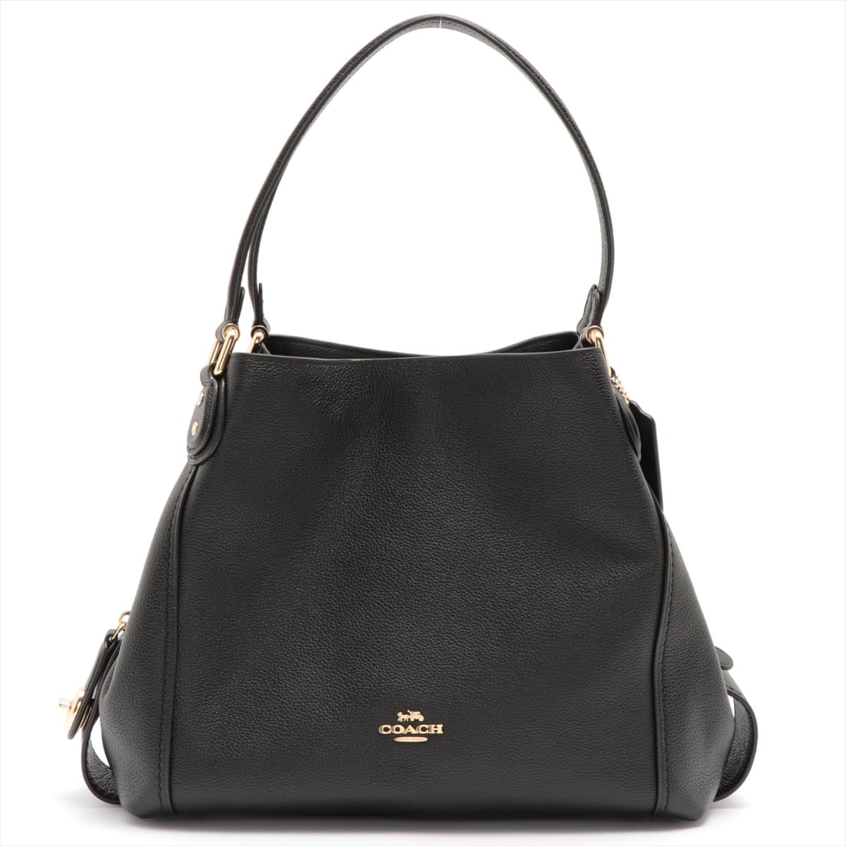 COACH Edie Leather Shoulder bag Black 57125