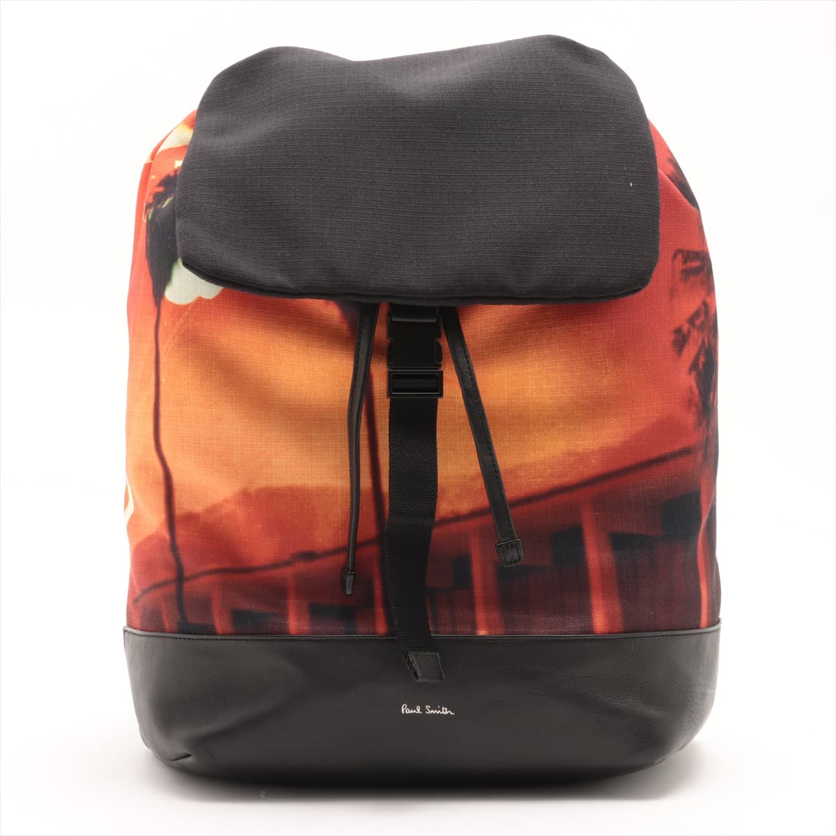 Paul Smith Sunset Polyester Backpack Black x orange