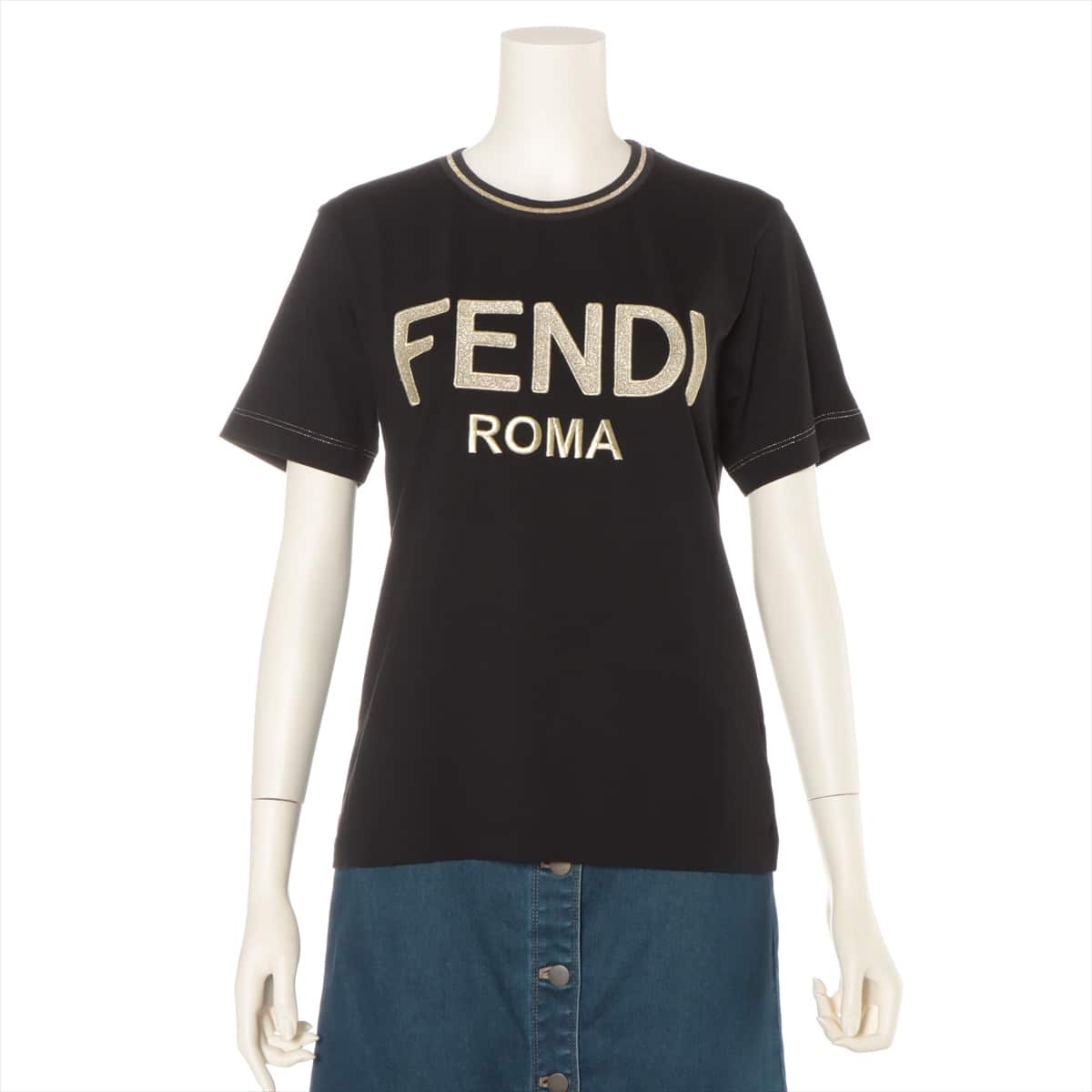 Fendi ZUCCa 20 years Cotton T-shirt S Ladies' Black  FS7254