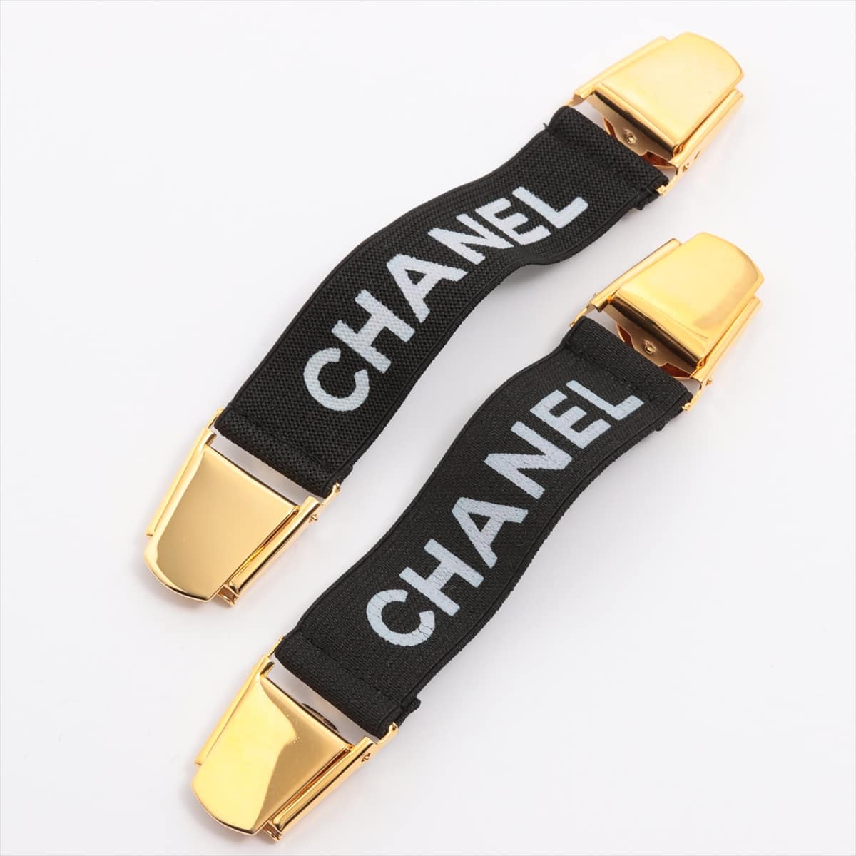 Chanel Logo arm band GP x nylon Black×Gold