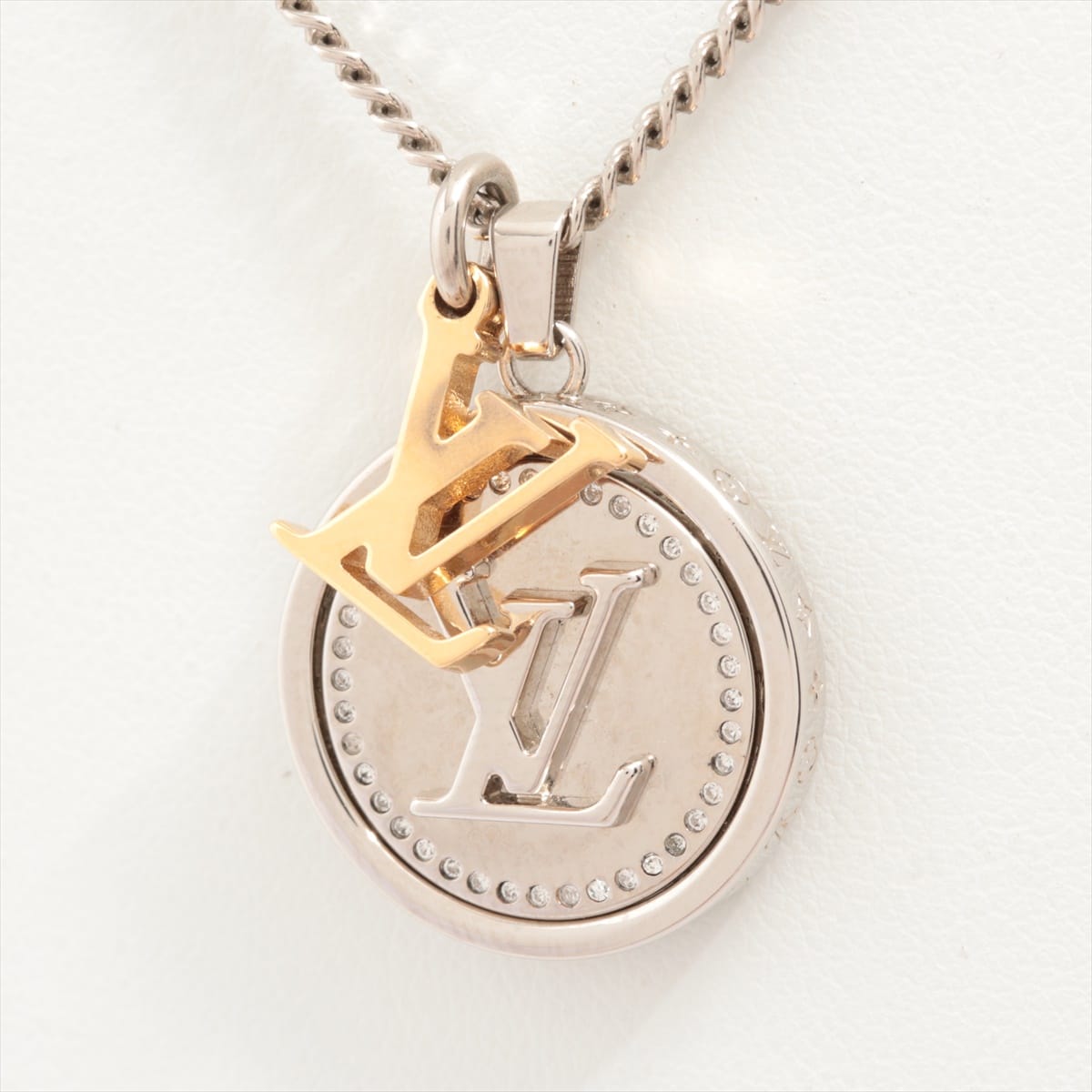 Louis Vuitton M80184 Pendant LV catch Necklace GP Gold × Silver
