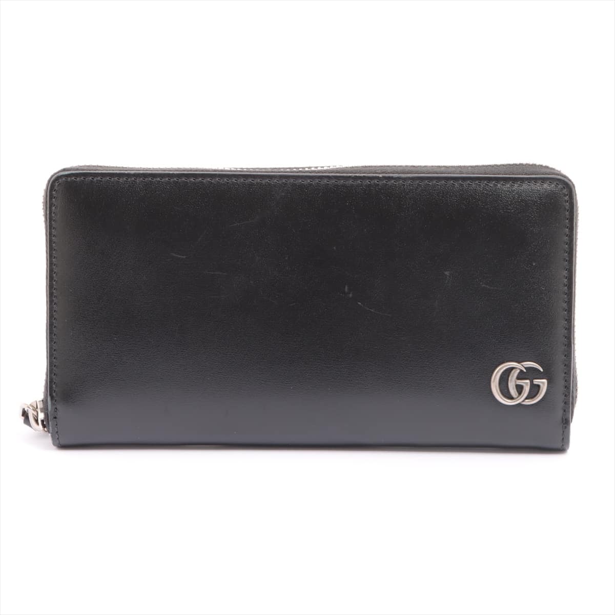 Gucci GG Marmont 428736 Leather Round-Zip-Wallet Black