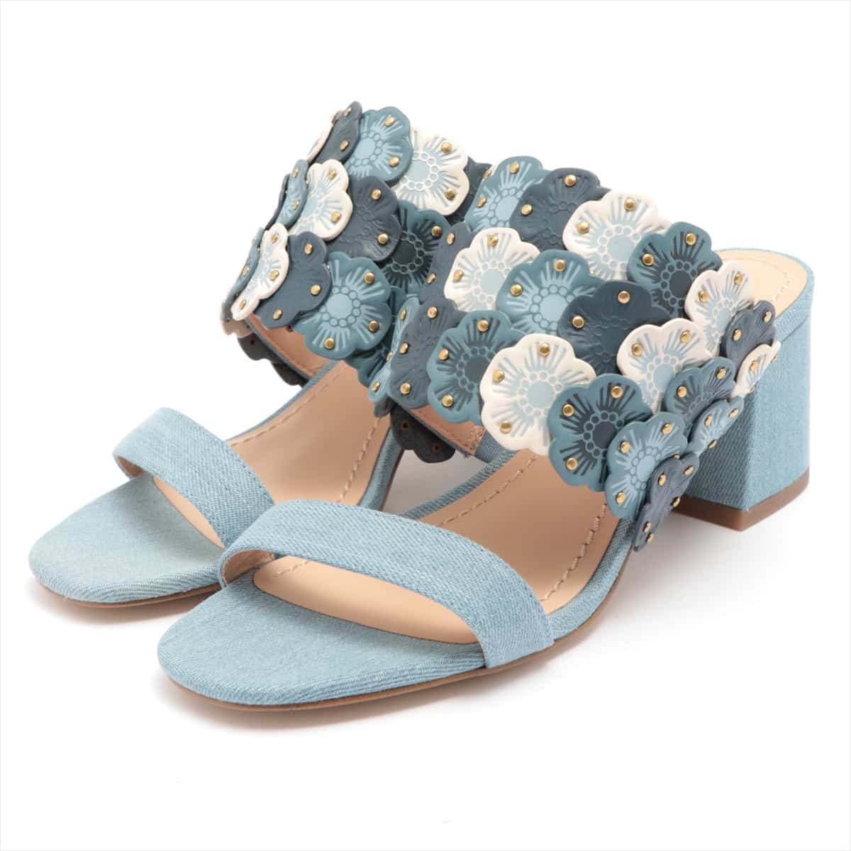 COACH Denim & leather Sandals 6.5 Ladies' Blue