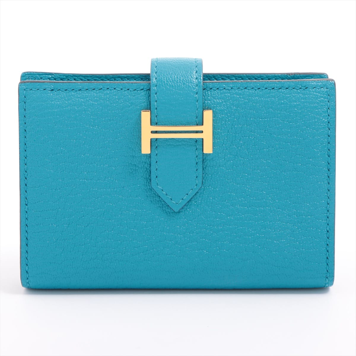 Hermès Bearn Mini Chevre myzore Card Case Blue Gold Metal fittings Y: 2020