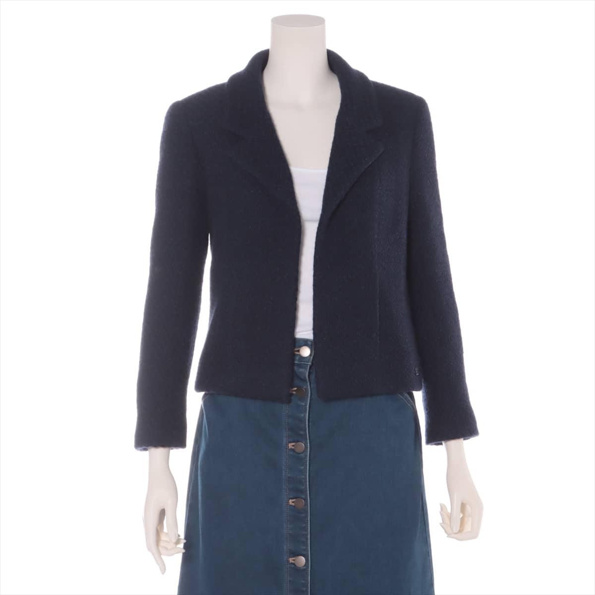 Chanel 02C Tweed Jacket 36 Ladies' Navy blue