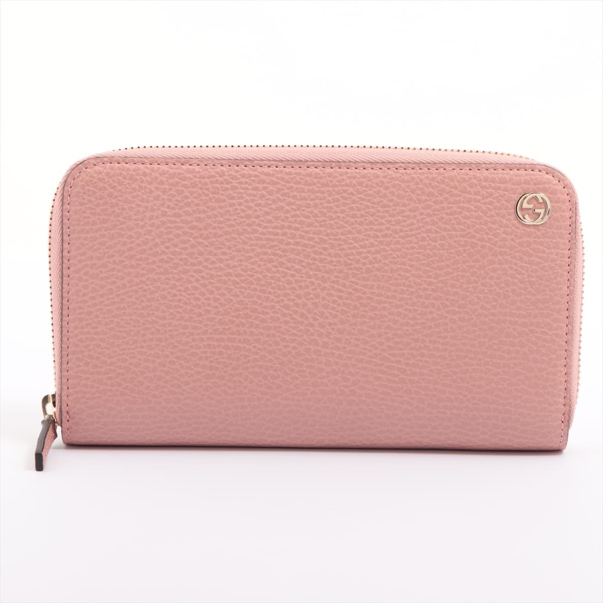 Gucci Interlocking G 449347 Leather Round-Zip-Wallet Pink