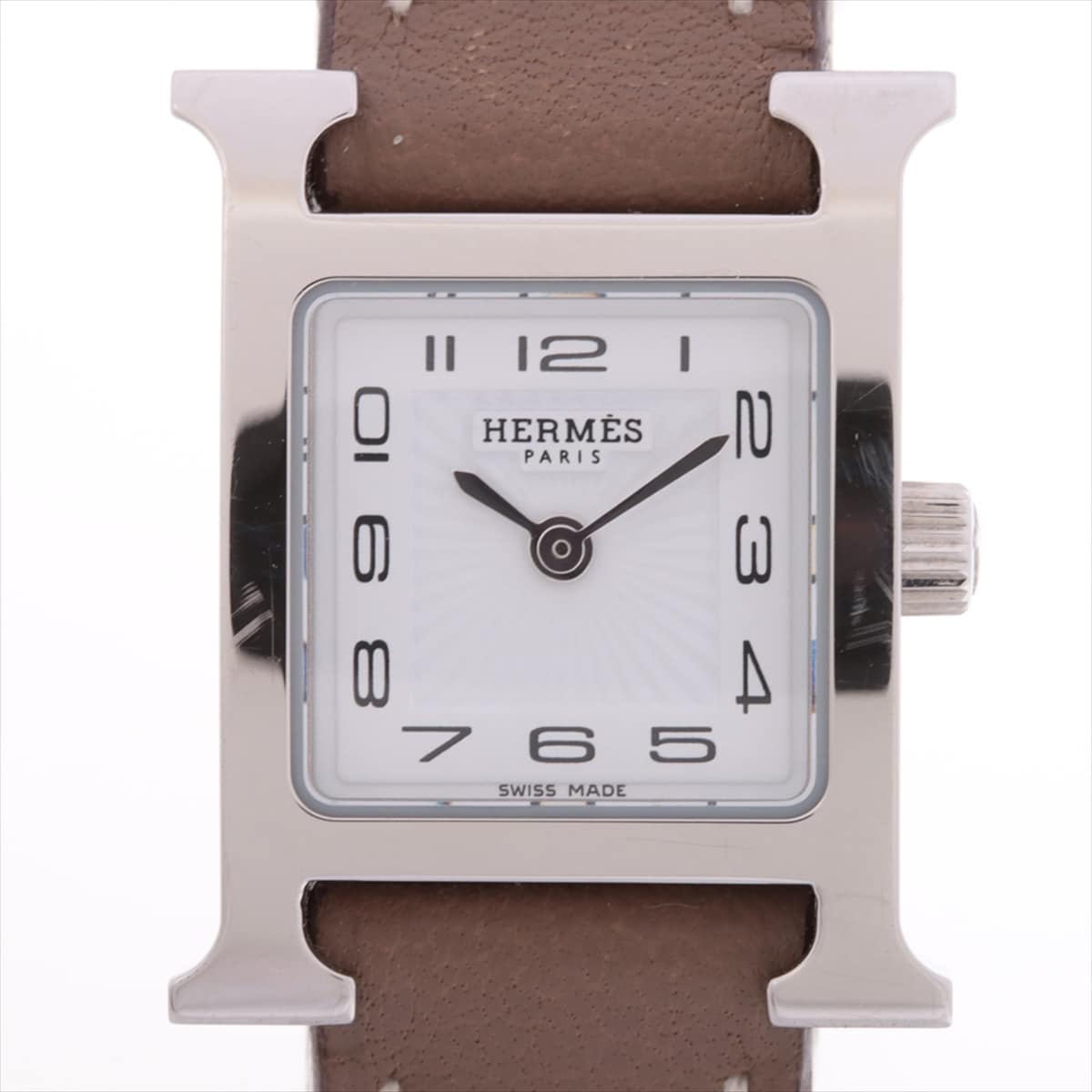 Hermès H Watch Mini HH1.110 SS & Leather QZ White-Face C engraving (2018)