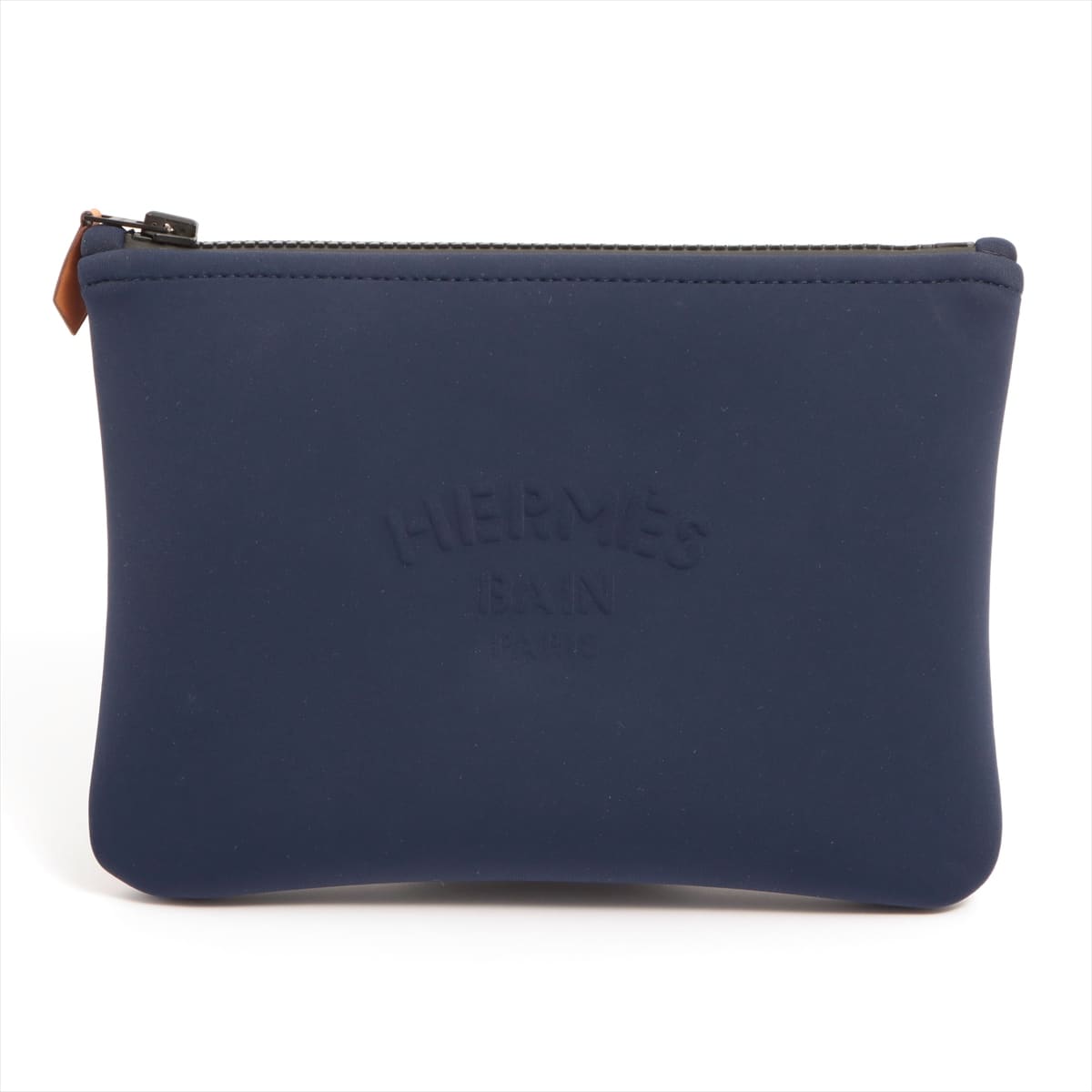 Hermès Toulouse Flat PM Polyamide x elastane Pouch Navy blue Black hardware