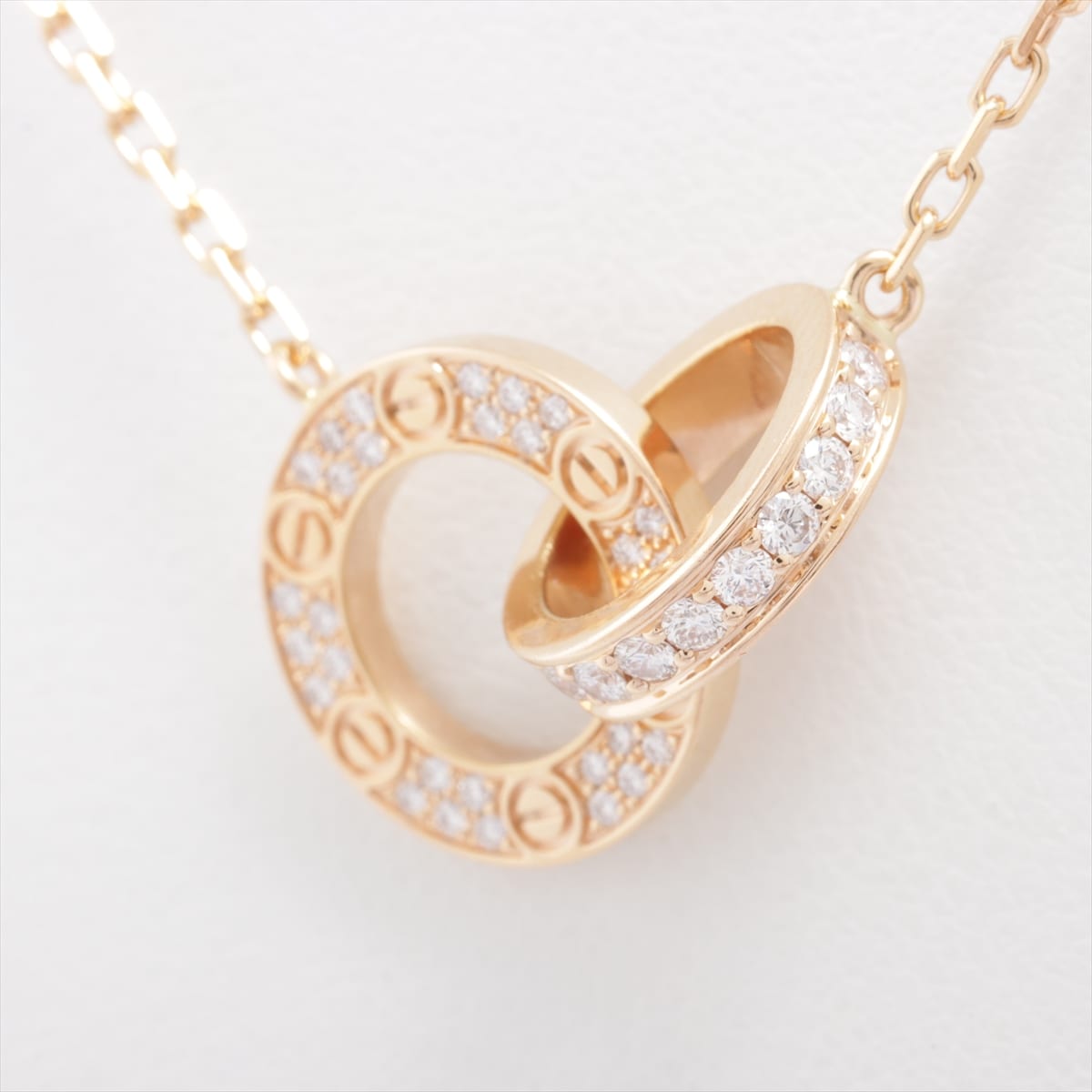 Cartier Love Oval shape diamond Necklace 750PG 5.8g
