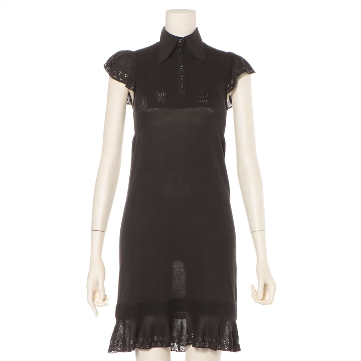 Chanel 07P Cotton & silk Knit dress 34 Ladies' Khaki