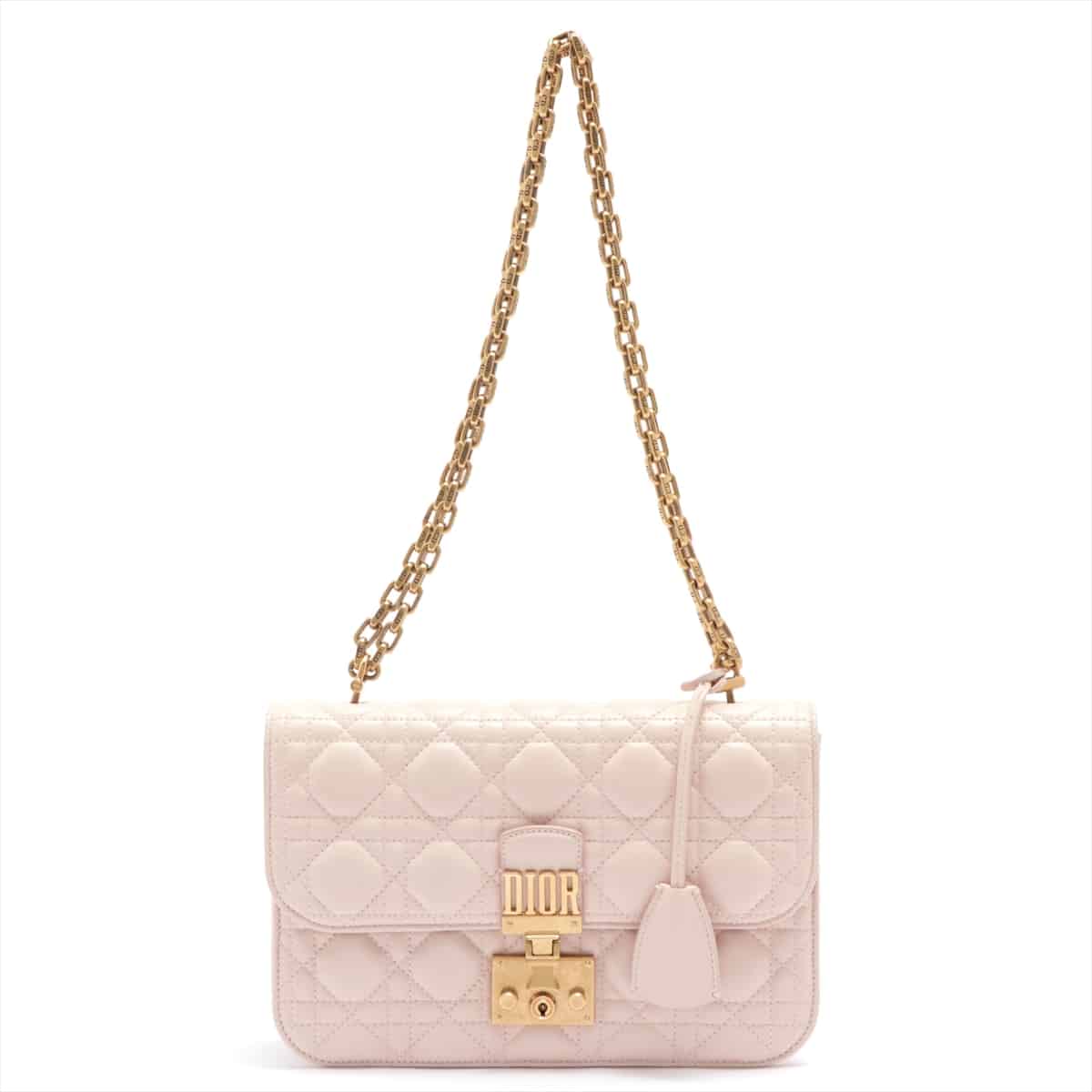Christian Dior Dior Addict Cannage Leather Chain shoulder bag Pink open papers