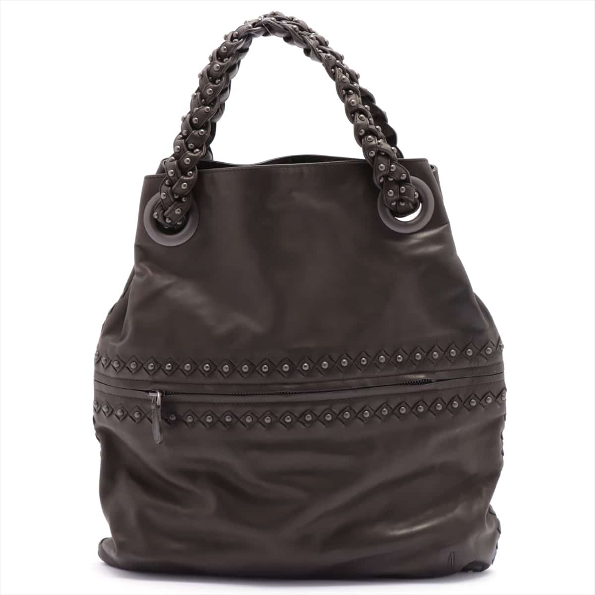 Bottega Veneta Studs Leather Hand bag Black