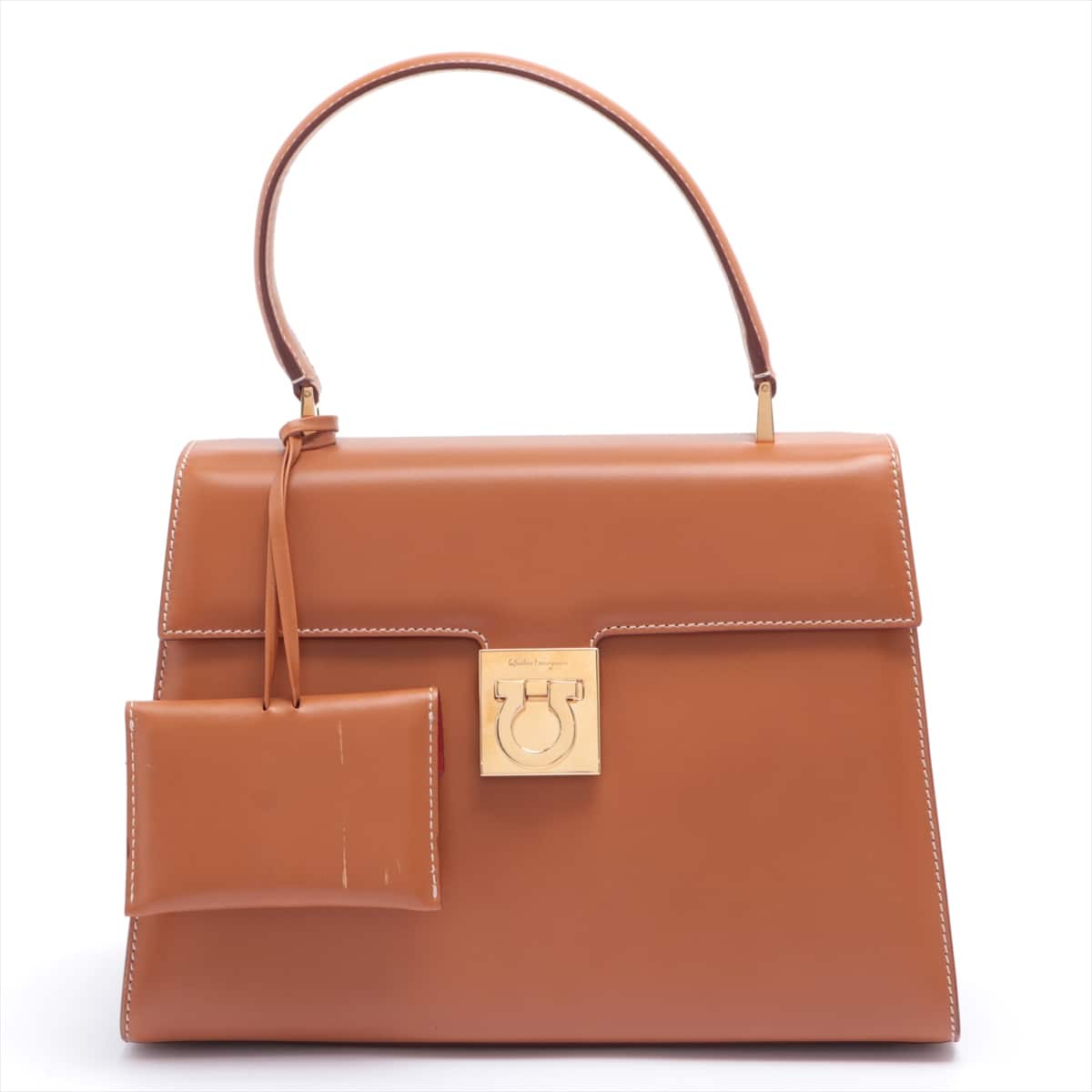 Ferragamo Gancini Leather 2way handbag Brown DY212410
