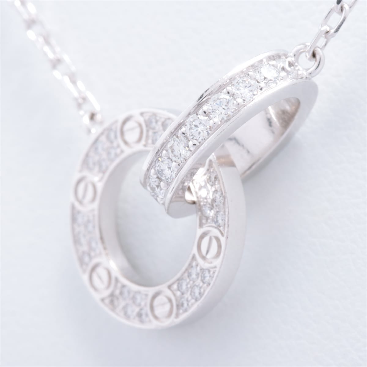 Cartier Love Oval shape diamond Necklace 750WG 6.0g