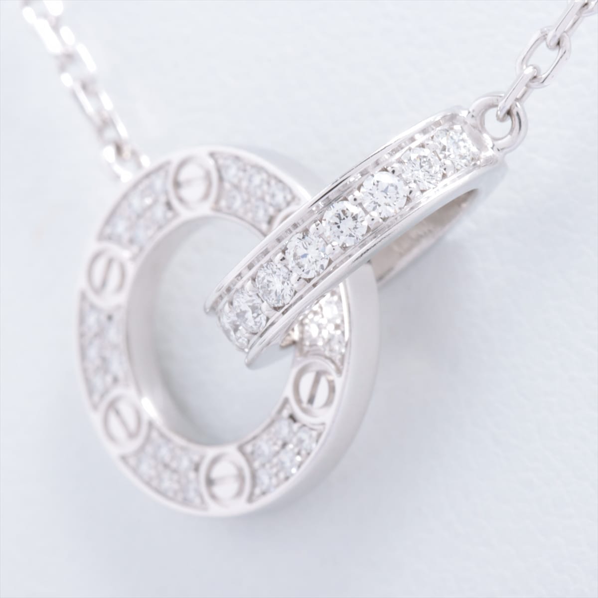 Cartier Love Oval shape diamond Necklace 750WG 6.2g