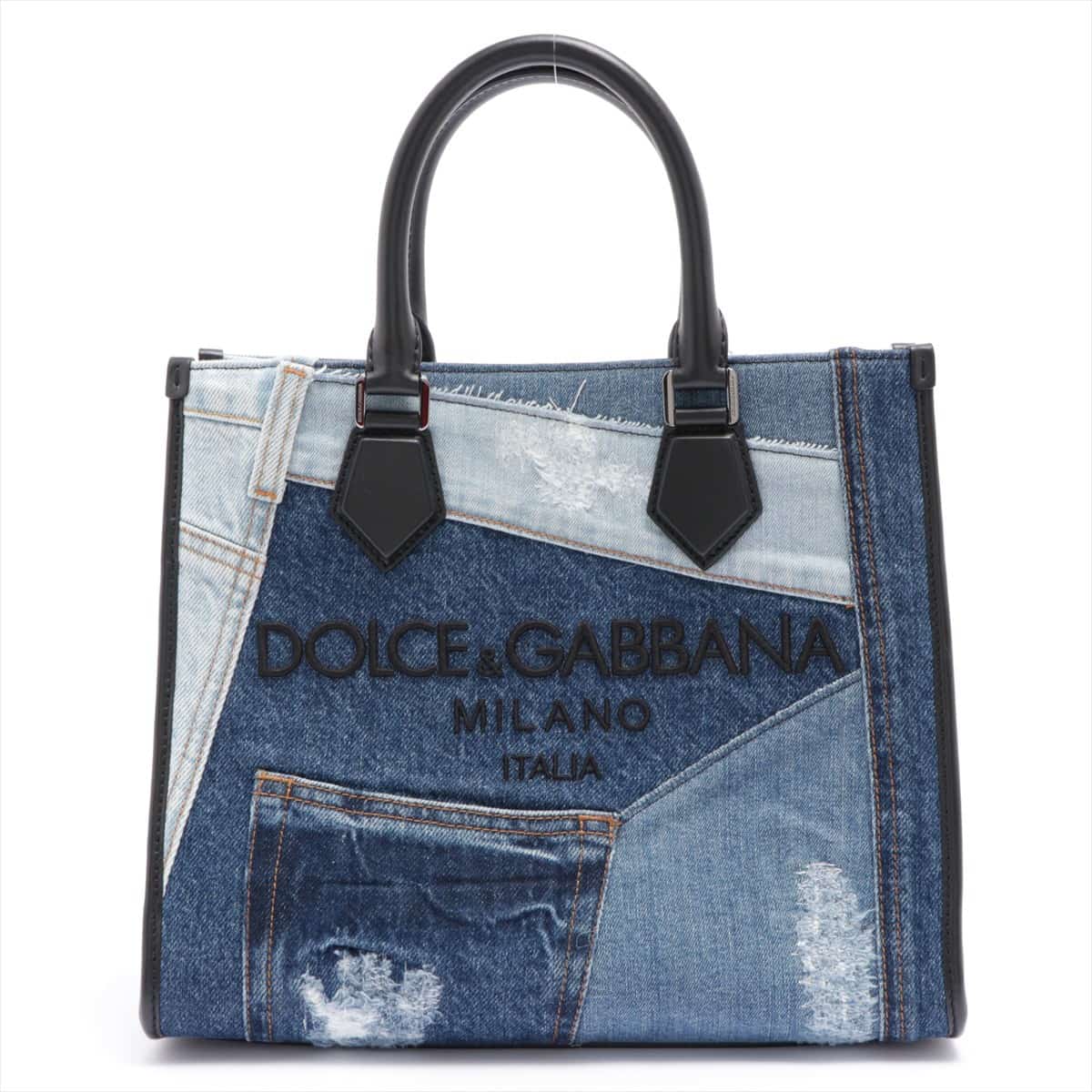 Dolce & Gabbana Denim & leather 2way handbag Blue