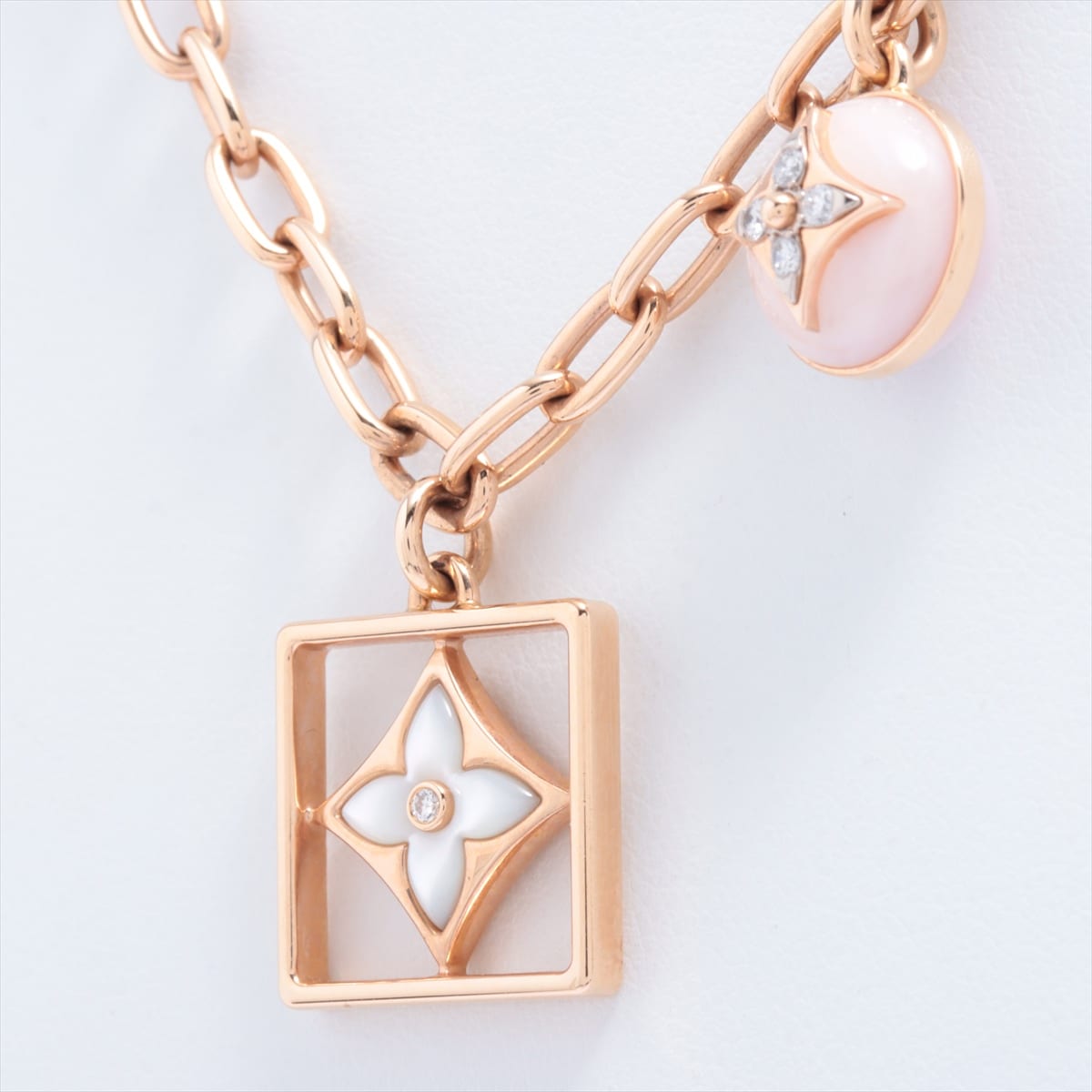 Louis Vuitton Collier Chain B Blossom Pink Opal shells diamond Necklace 750 PG 29.1g