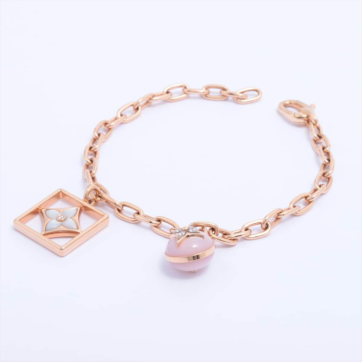 Louis Vuitton Brasserie Chain PM B Blossom Pink Opal shells diamond Bracelet 750 PG 17.3g