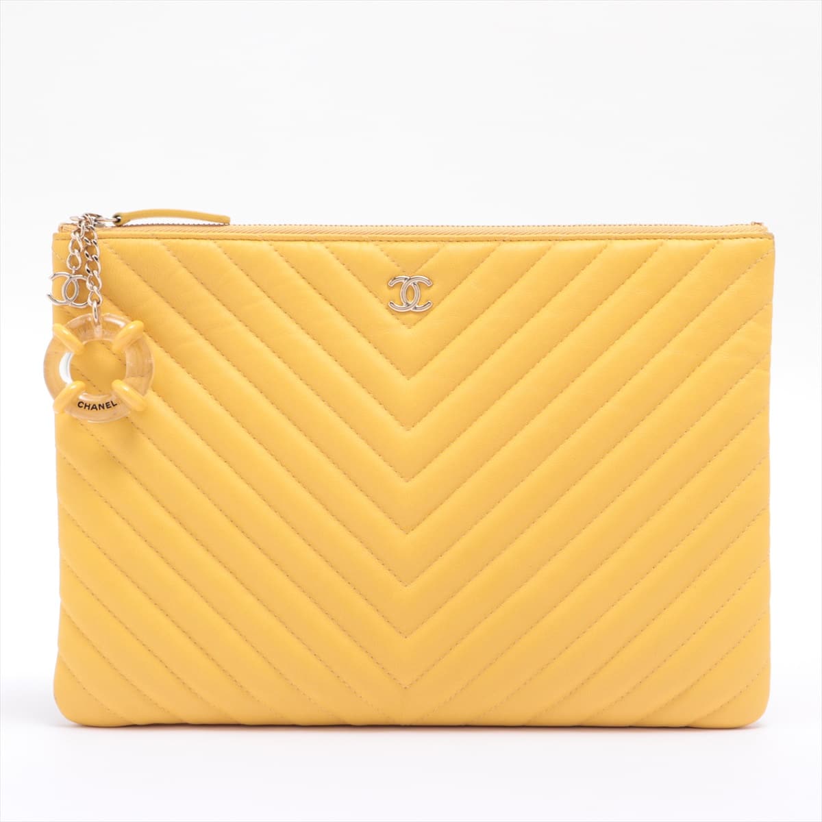 Chanel V Stitch Lambskin Clutch bag Yellow Gold Metal fittings 27th